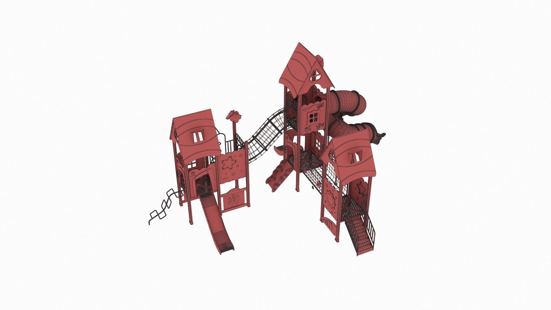 Cabin combination Playground Equipment 3D model_9