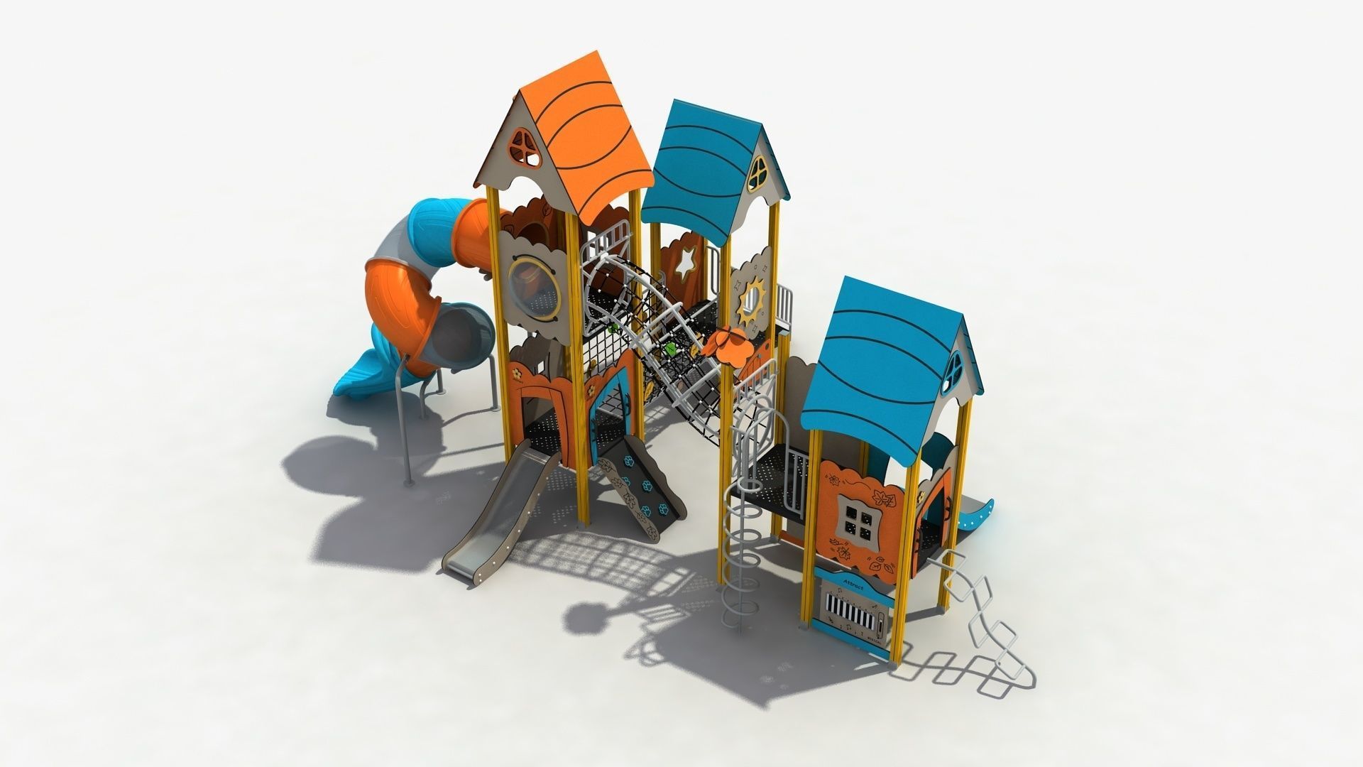 Cabin combination Playground Equipment 3D model_8