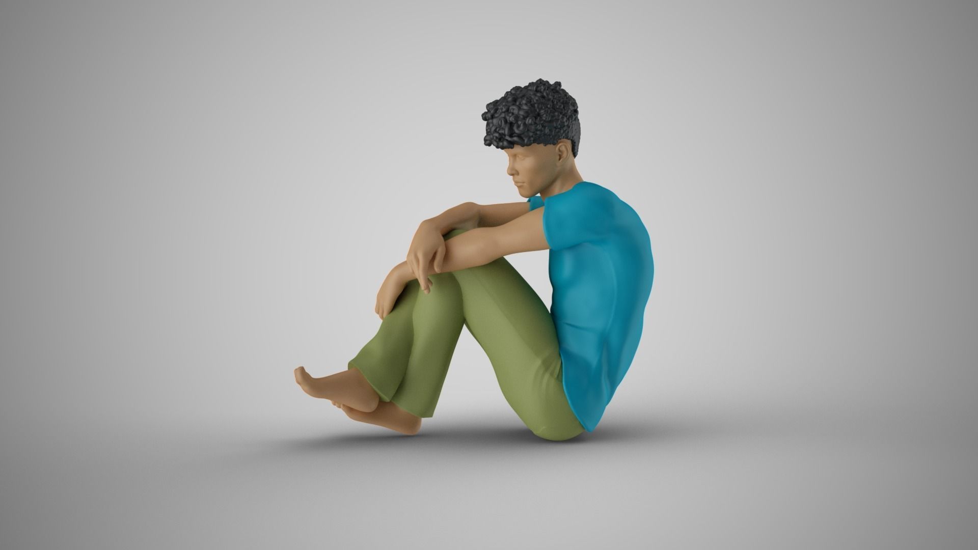 Man Sitting Bored 3D print model_7