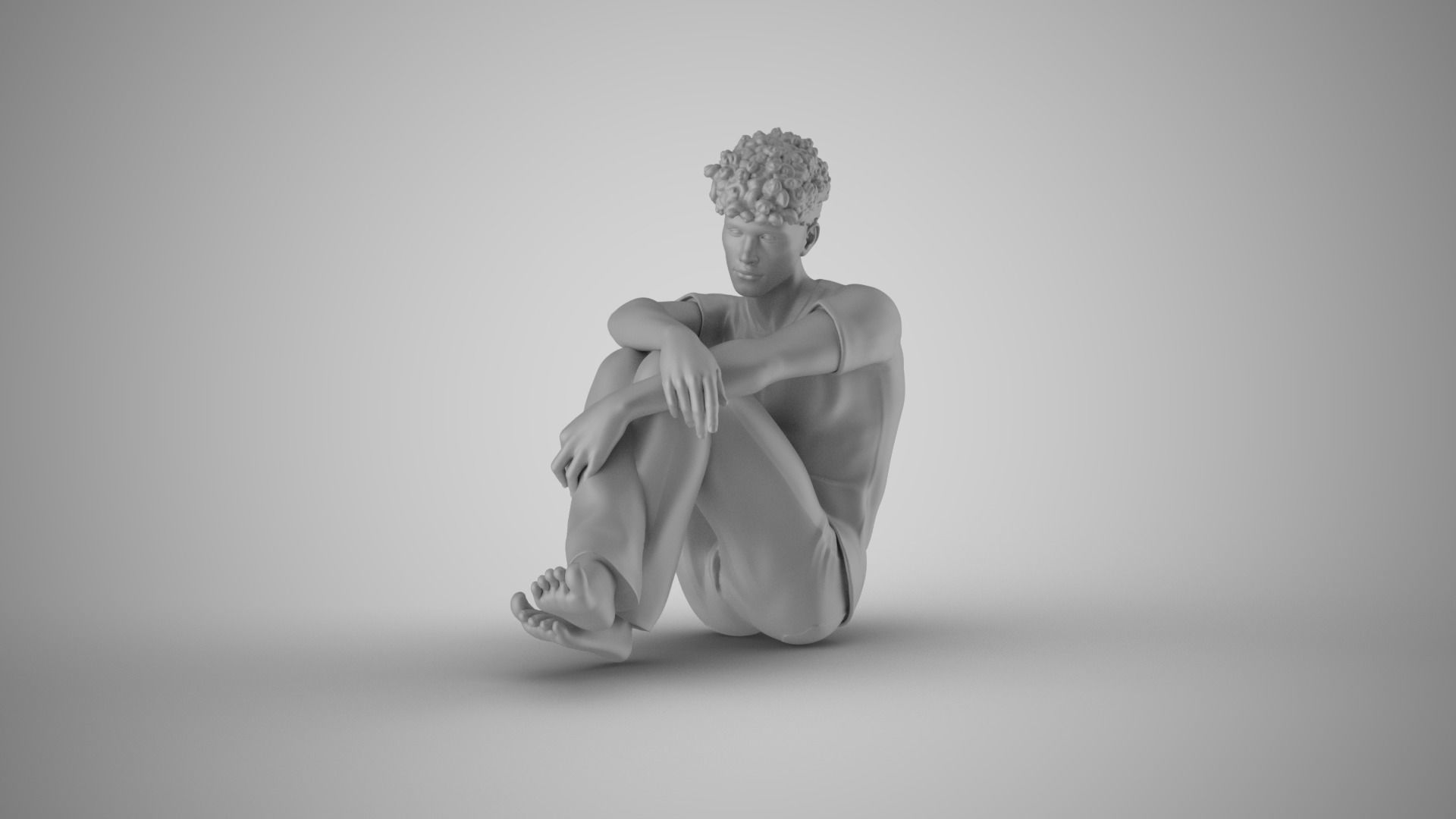 Man Sitting Bored 3D print model_9