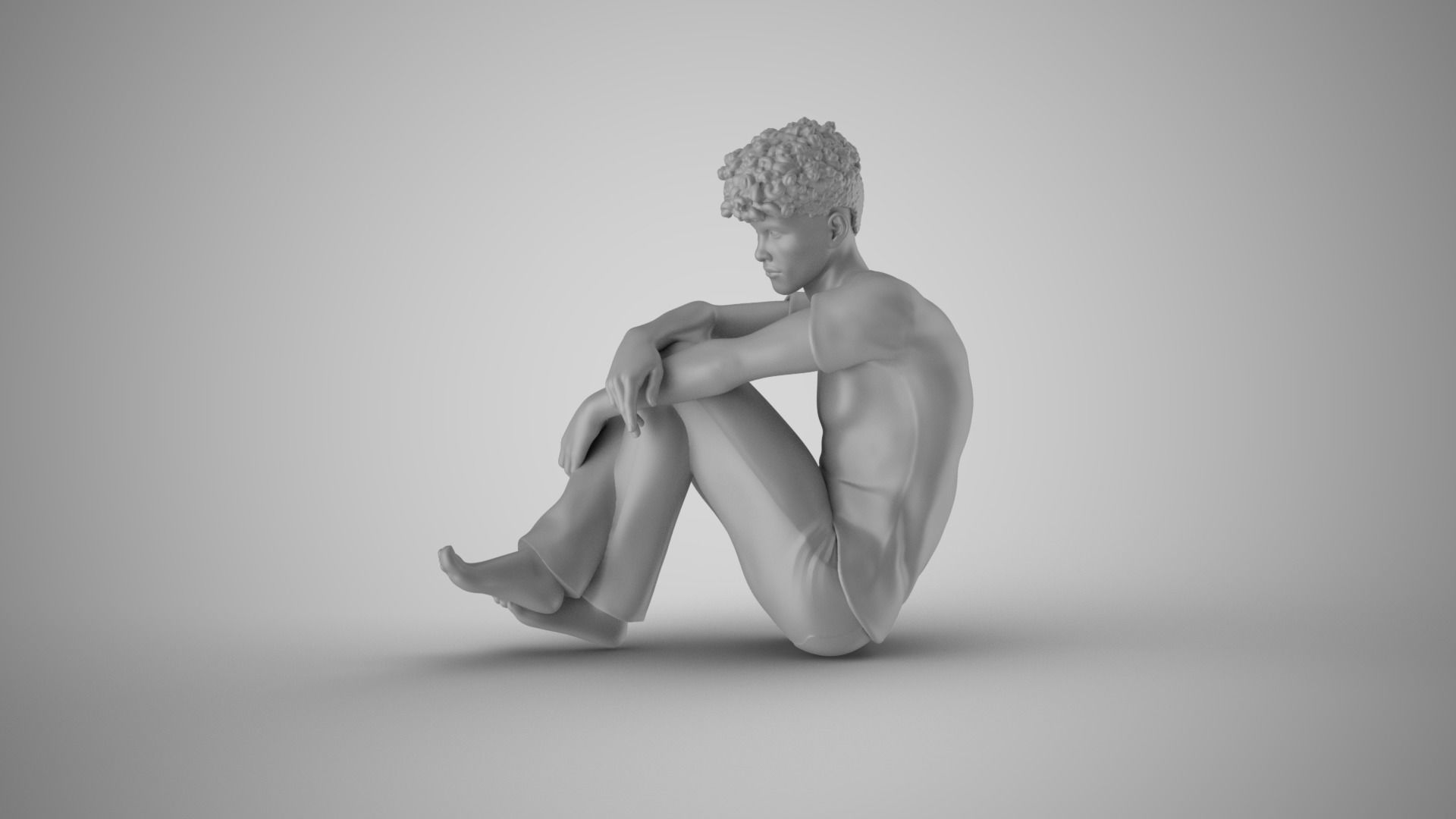 Man Sitting Bored 3D print model_8