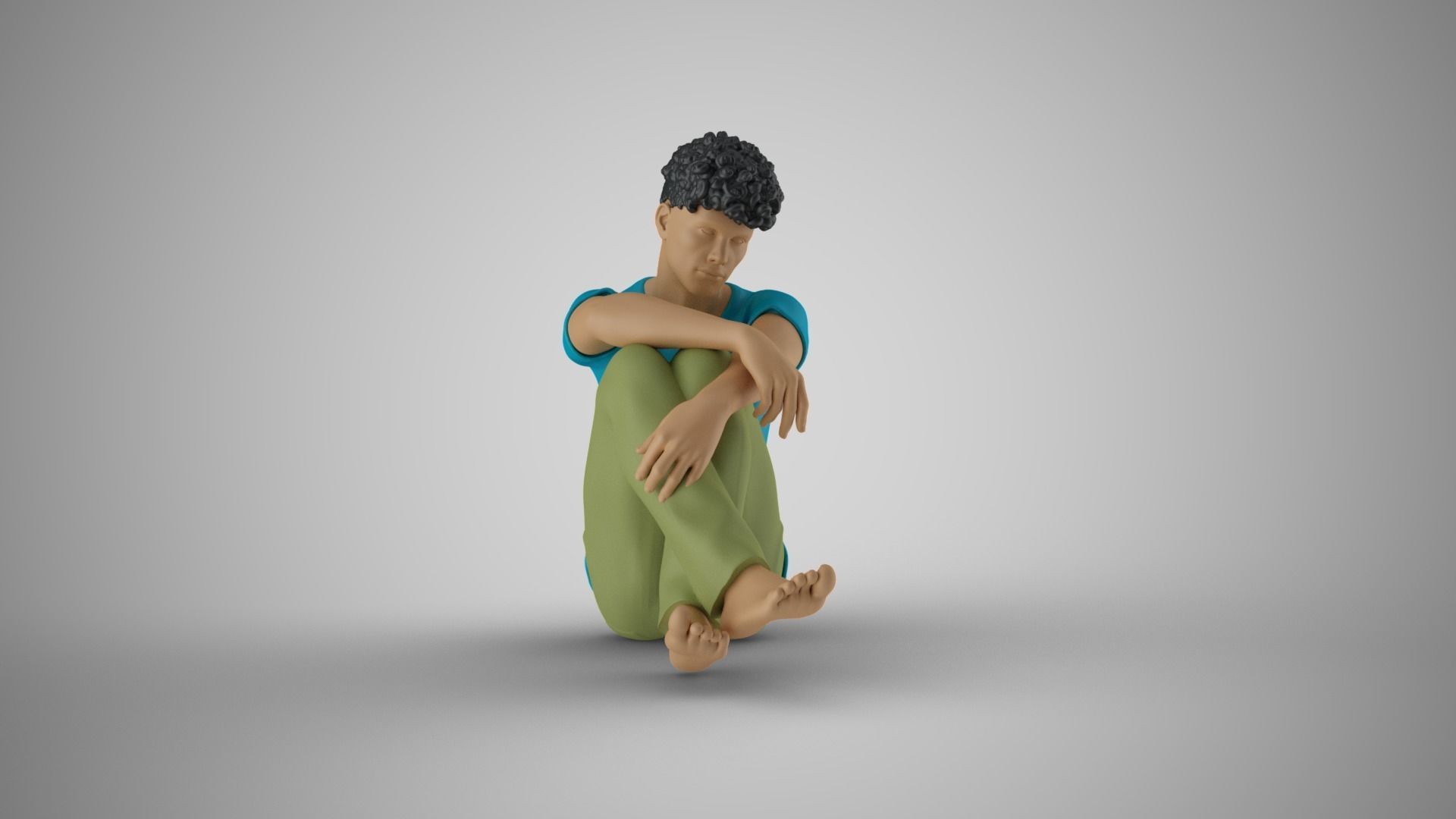 Man Sitting Bored 3D print model_1