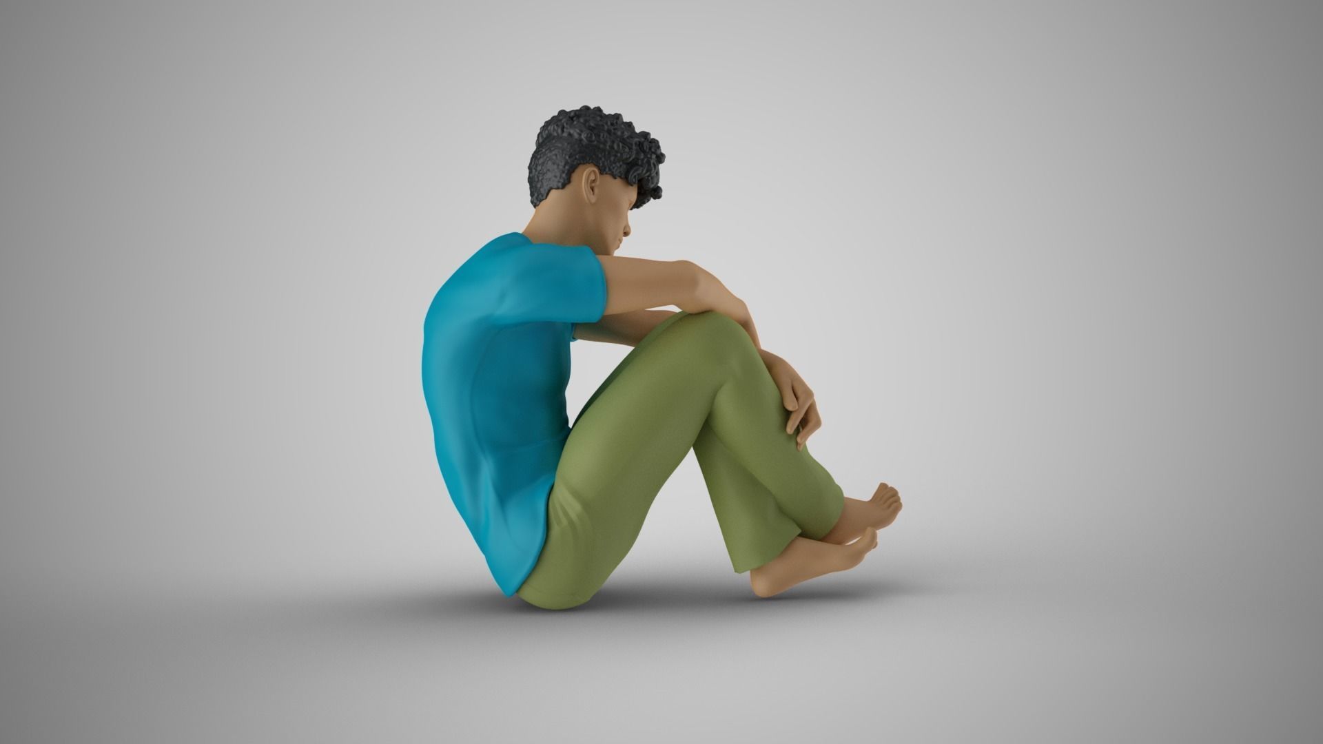 Man Sitting Bored 3D print model_3