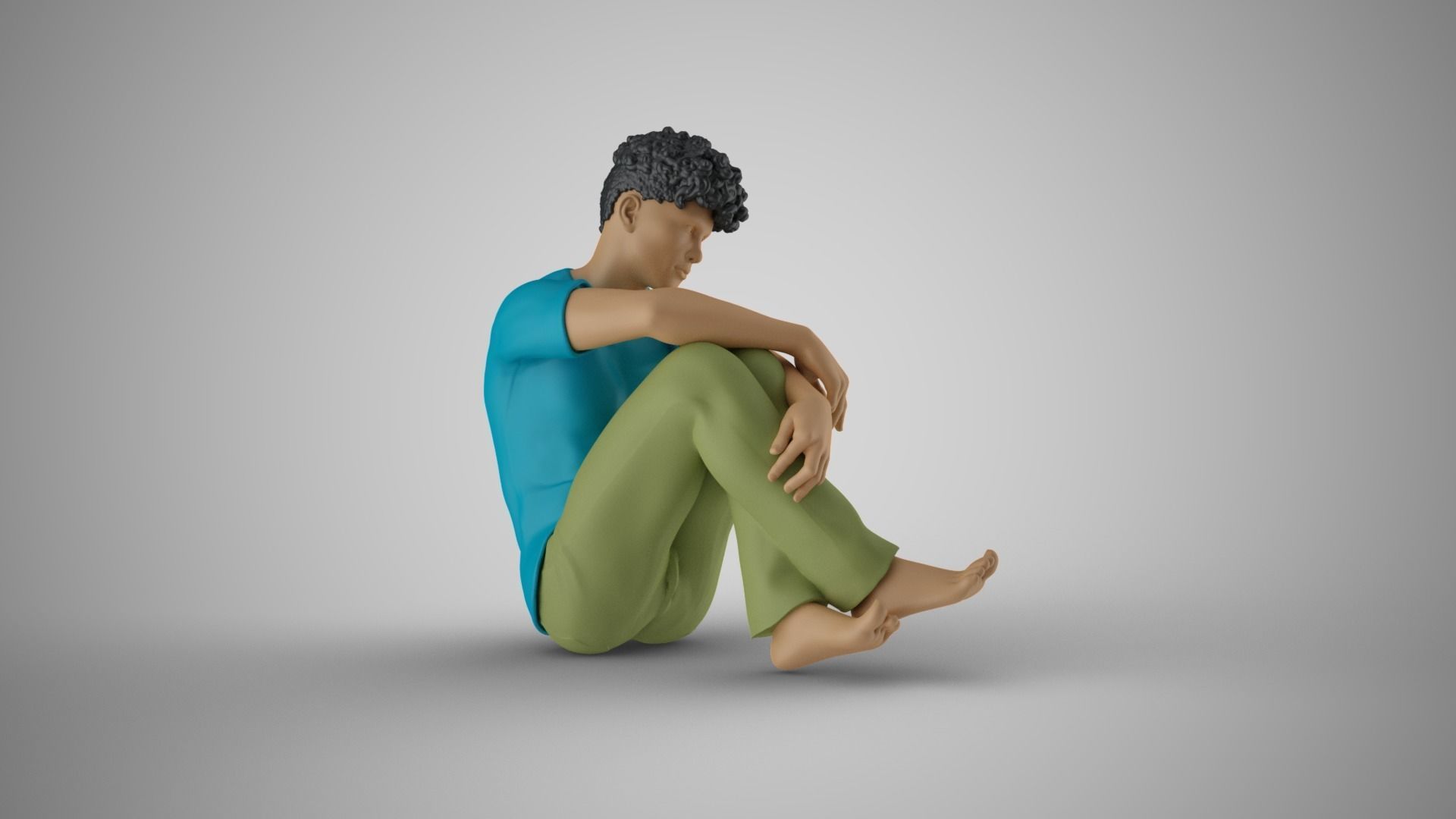 Man Sitting Bored 3D print model_2