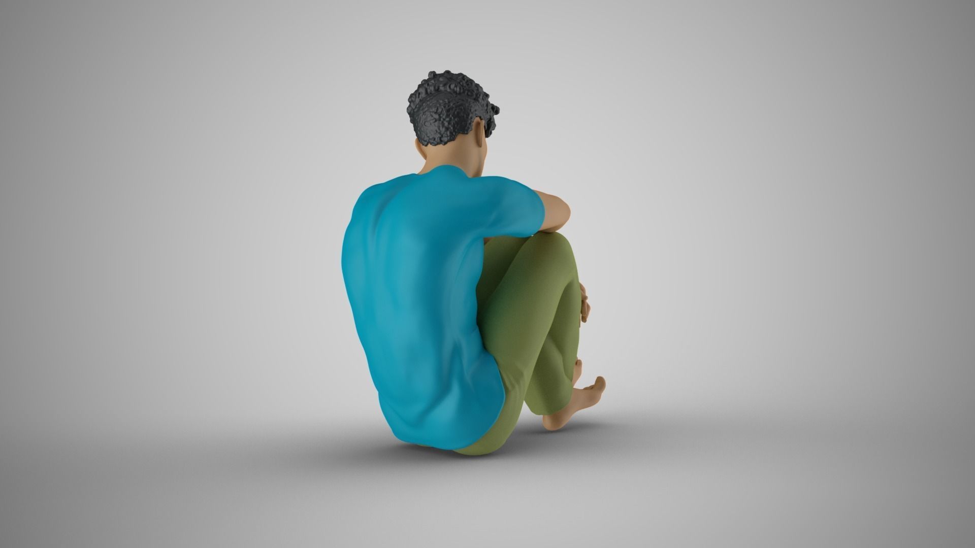 Man Sitting Bored 3D print model_4