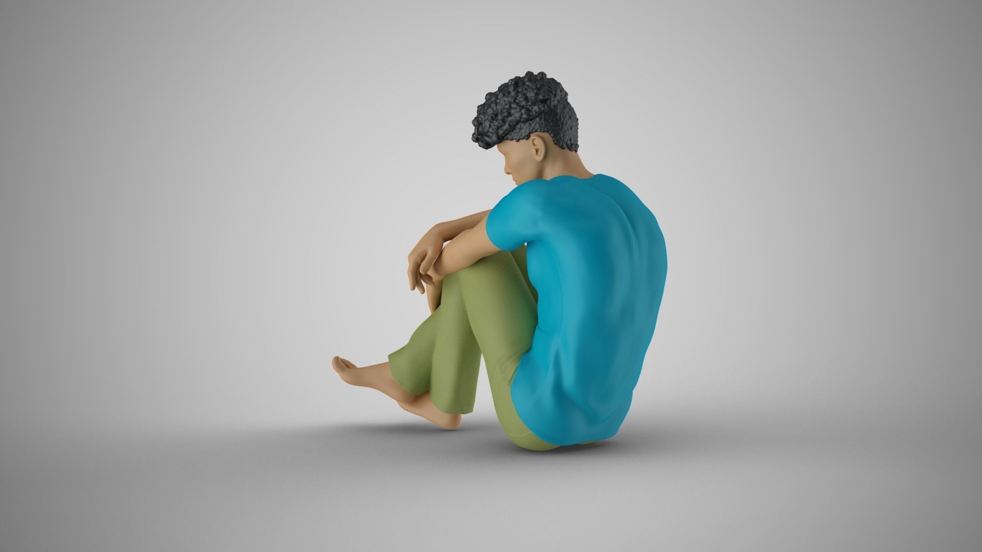 Man Sitting Bored 3D print model_6