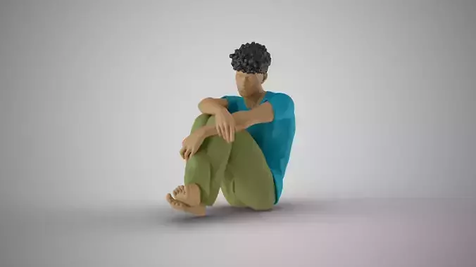 Man Sitting Bored 3D print model