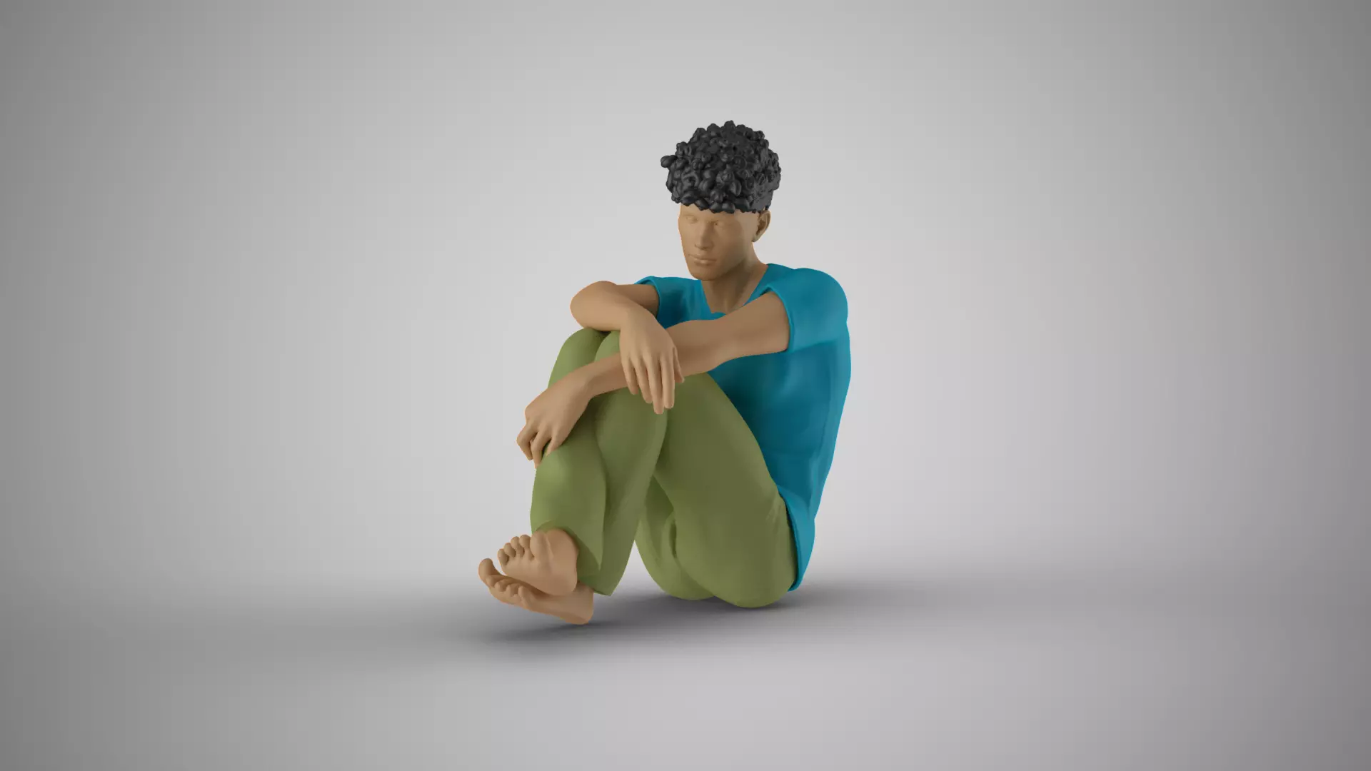 Man Sitting Bored 3D print model_0