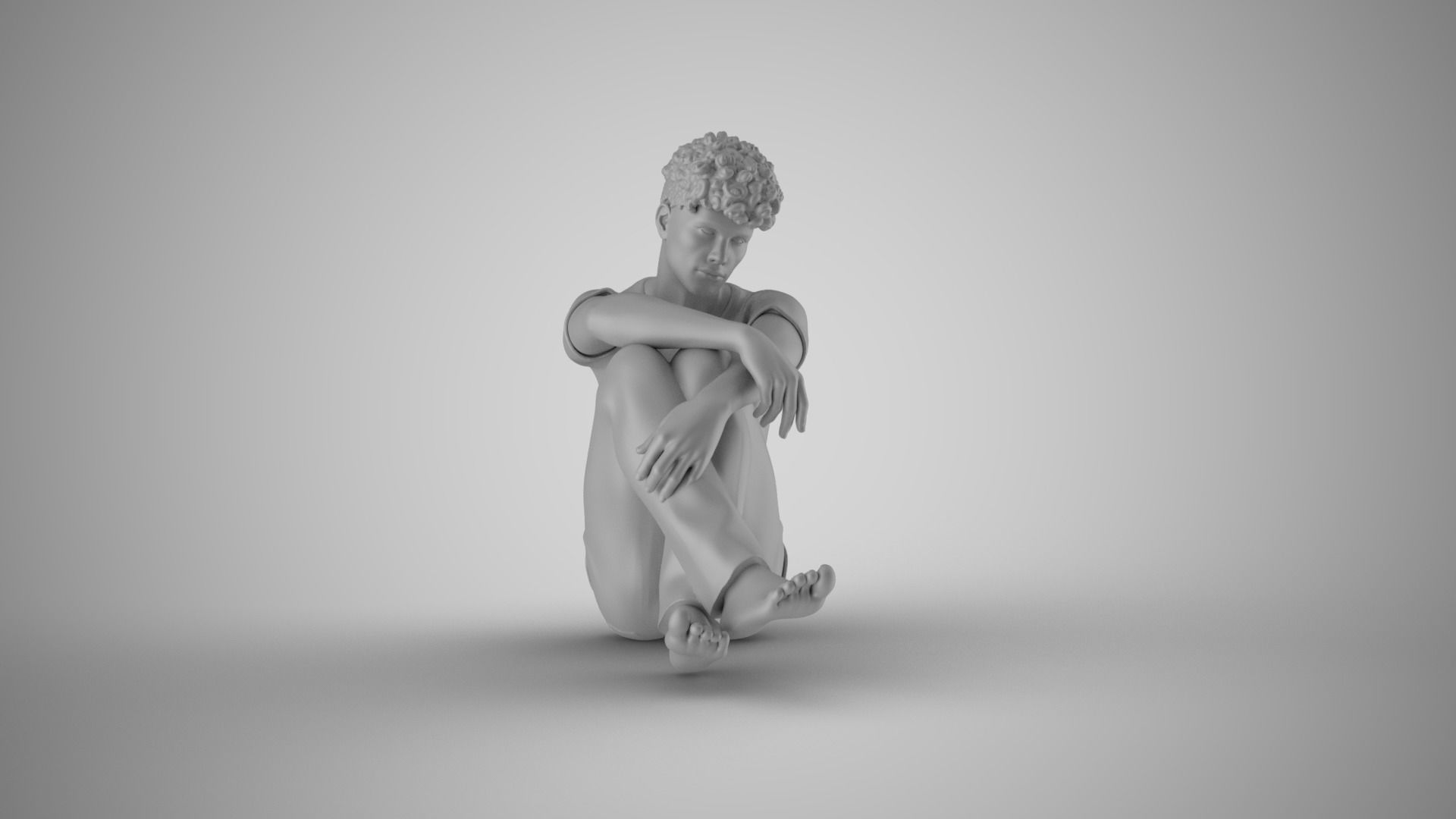 Man Sitting Bored 3D print model_10