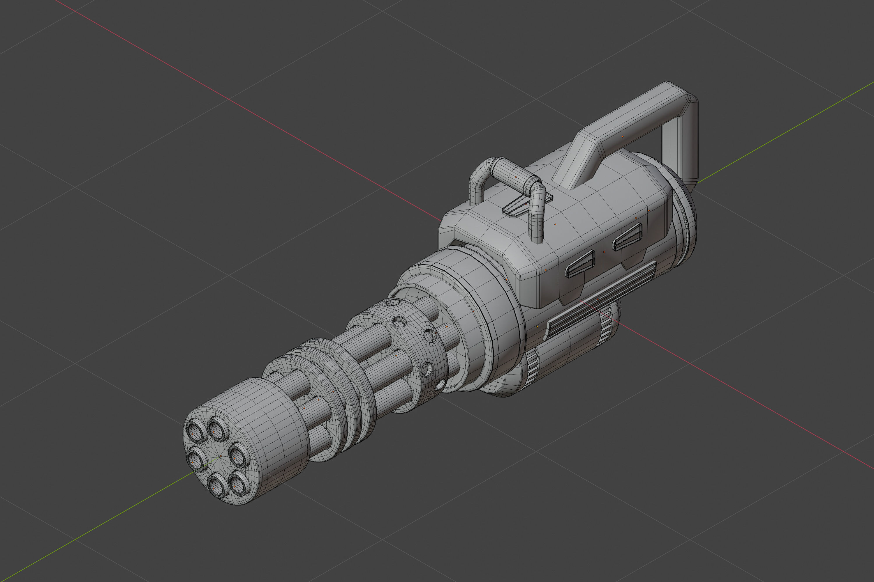 Sci-fi gatling gun Low-poly 3D model_8