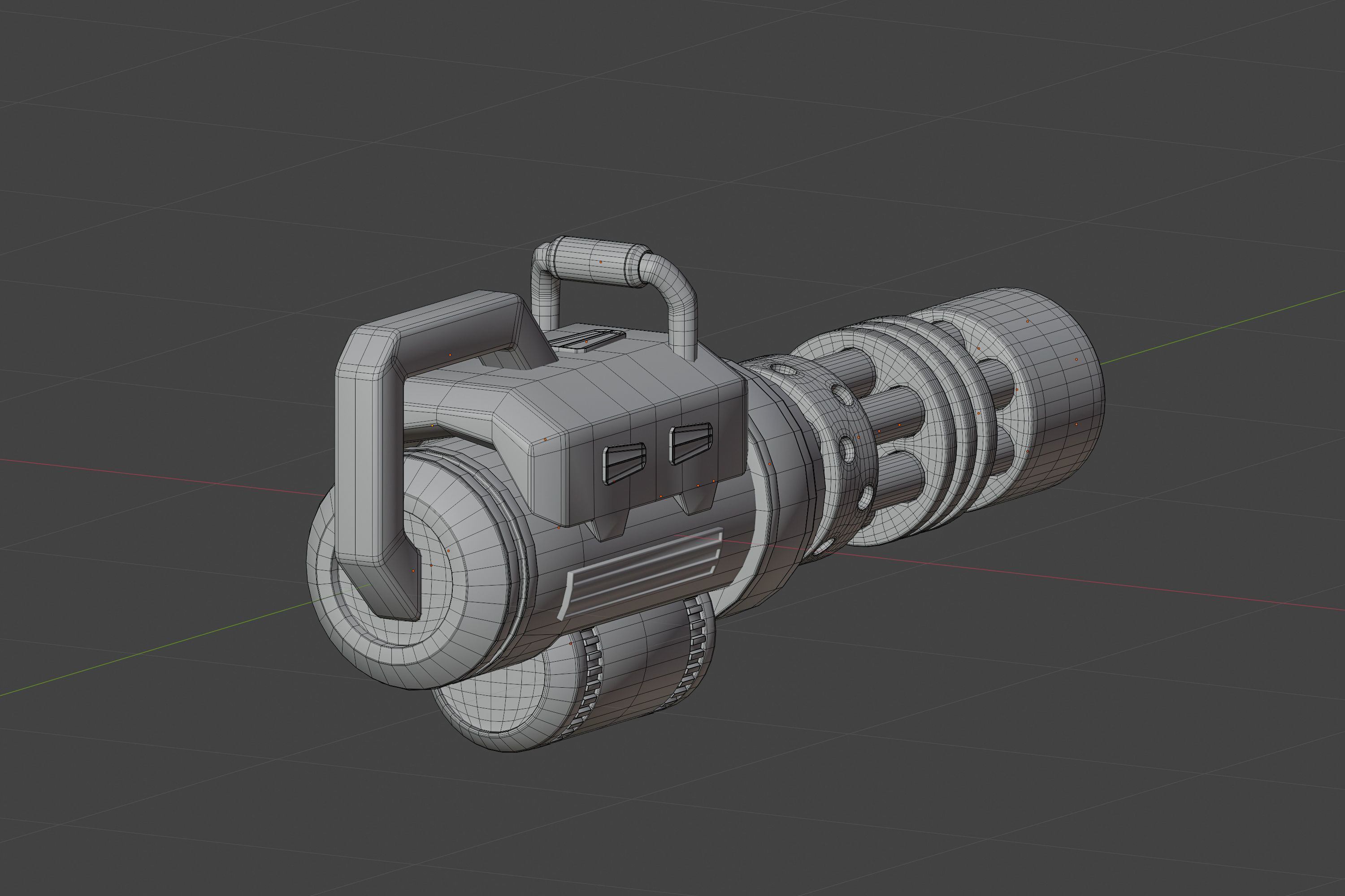 Sci-fi gatling gun Low-poly 3D model_9