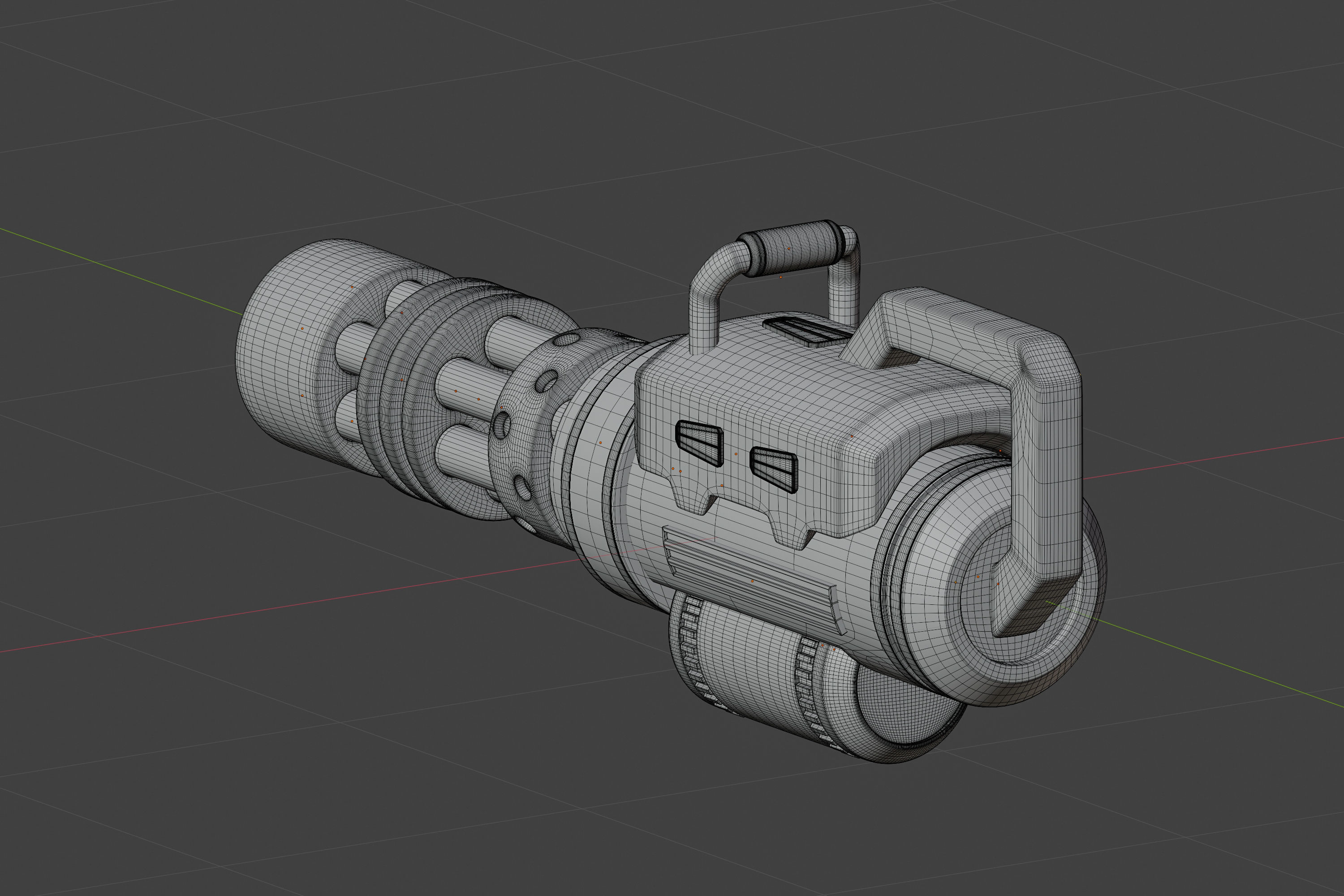Sci-fi gatling gun Low-poly 3D model_6