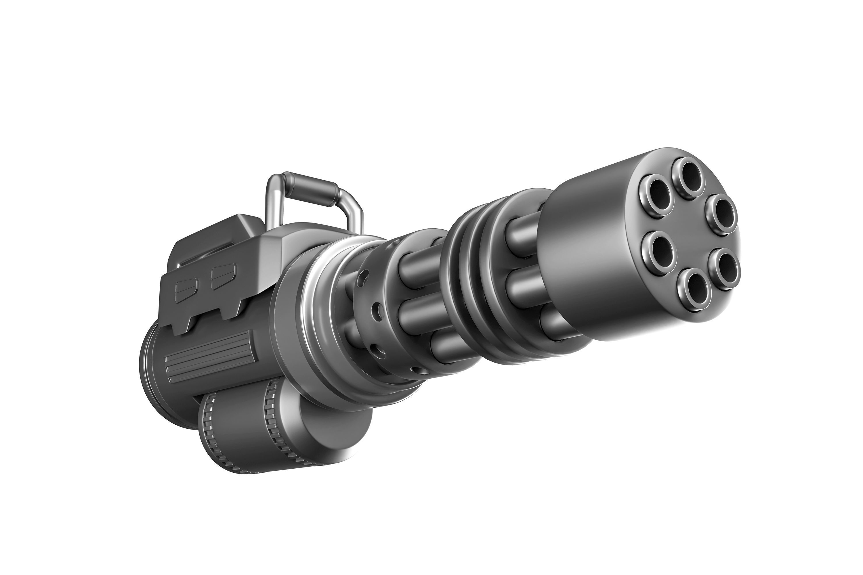 Sci-fi gatling gun Low-poly 3D model_2