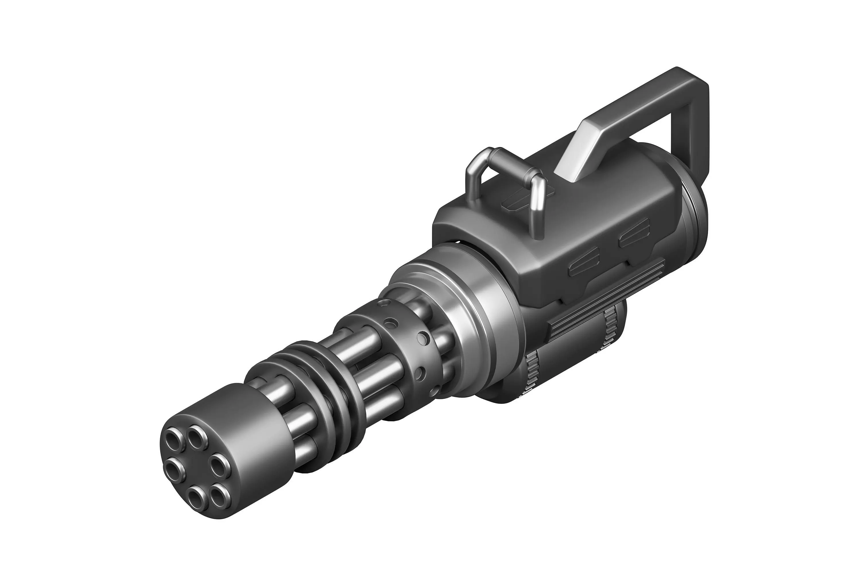 Sci-fi gatling gun Low-poly 3D model_0