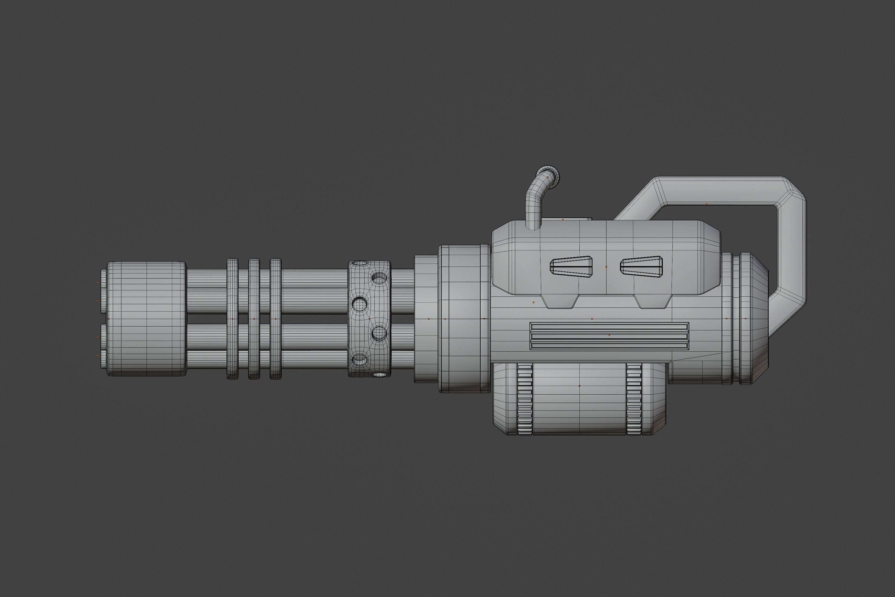 Sci-fi gatling gun Low-poly 3D model_10