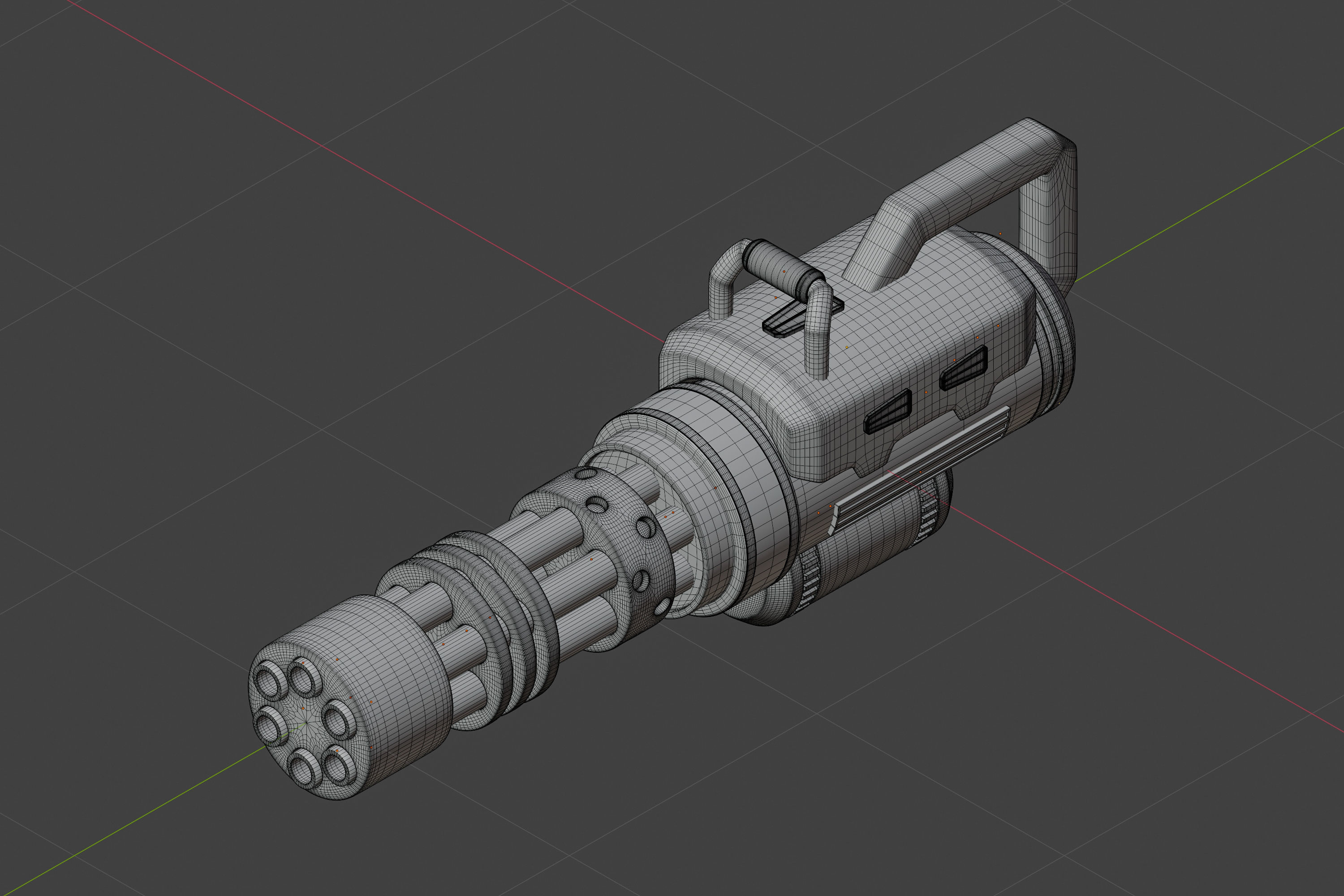 Sci-fi gatling gun Low-poly 3D model_5
