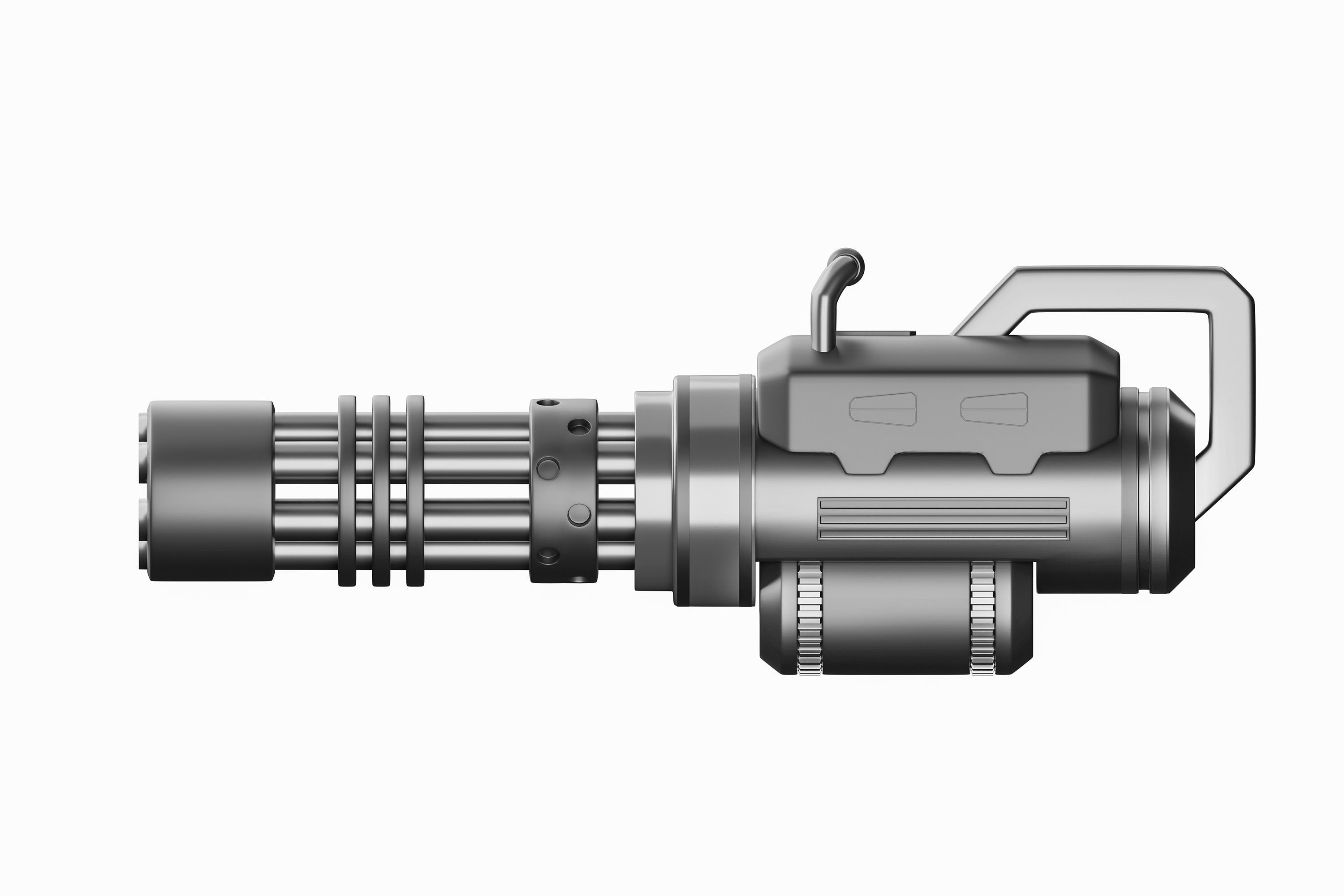Sci-fi gatling gun Low-poly 3D model_1