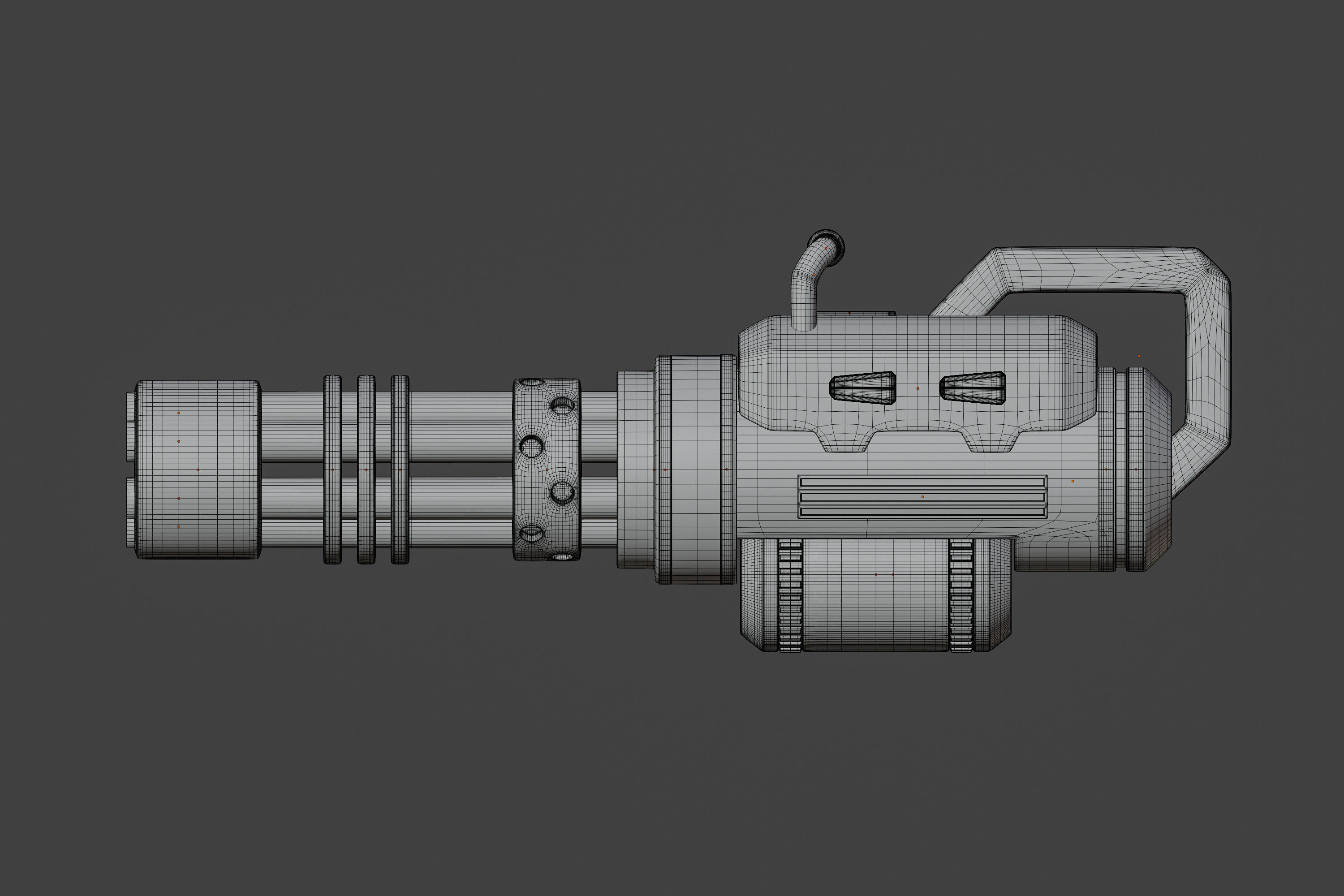 Sci-fi gatling gun Low-poly 3D model_7