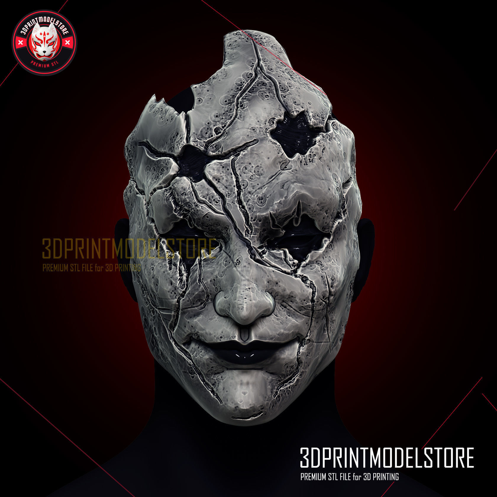 Black Myth Wukong Daoist Mi Dao Ren Mask - Horror Cosplay 3D print model_1