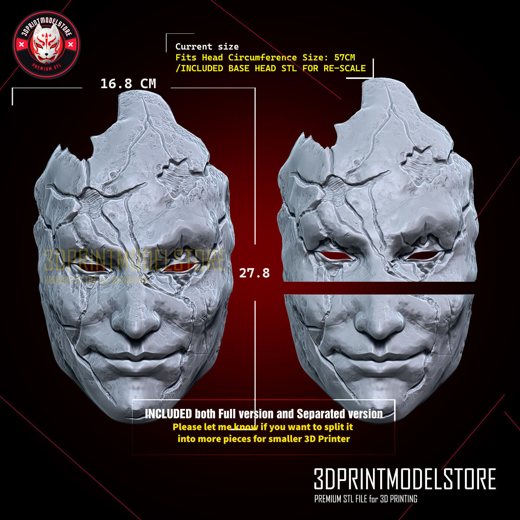 Black Myth Wukong Daoist Mi Dao Ren Mask - Horror Cosplay 3D print model_4