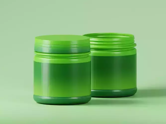 Green Cosmetic Jar 3D Model