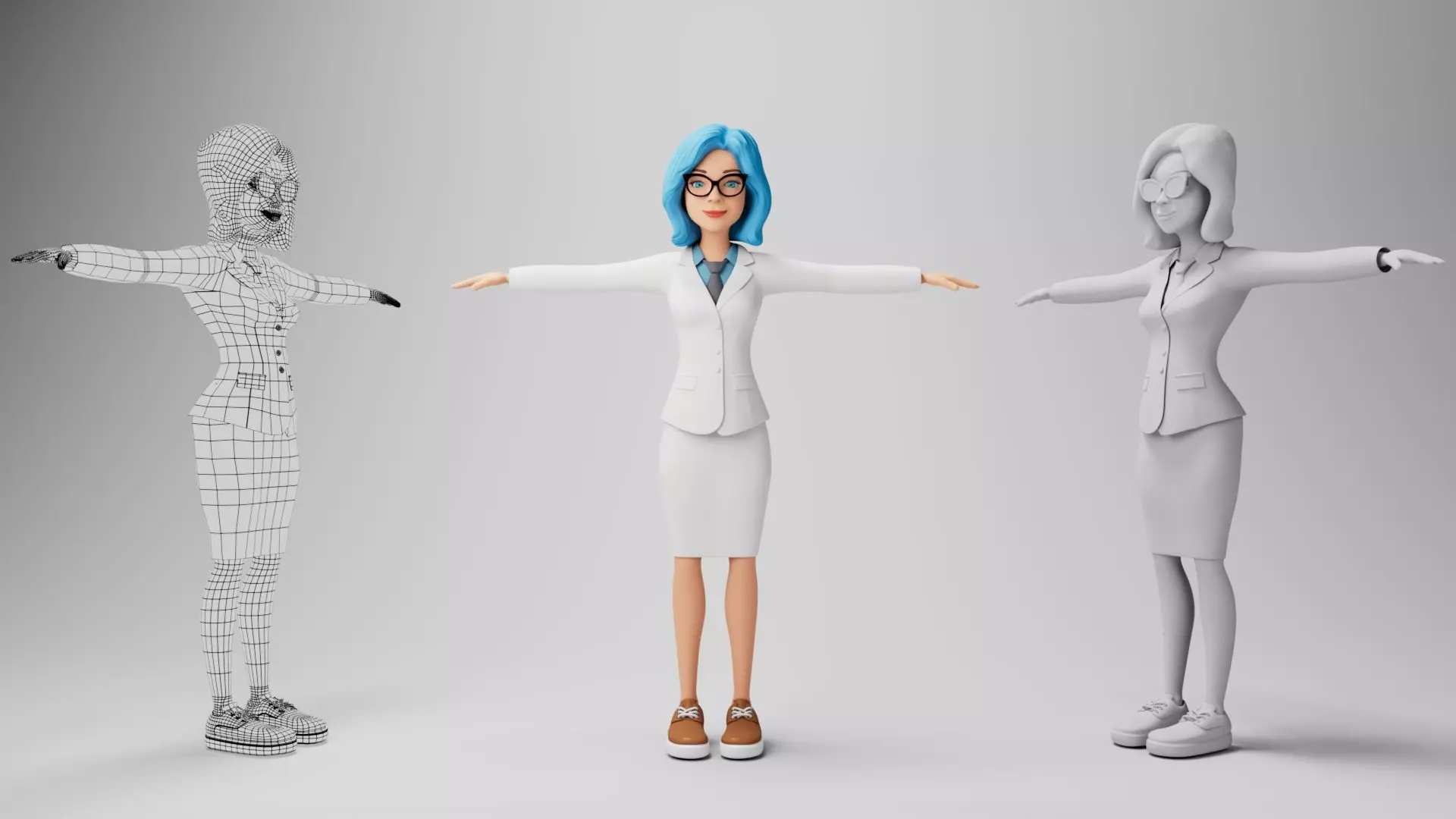 3D Low Poly Office Gril Character Low-poly 3D model