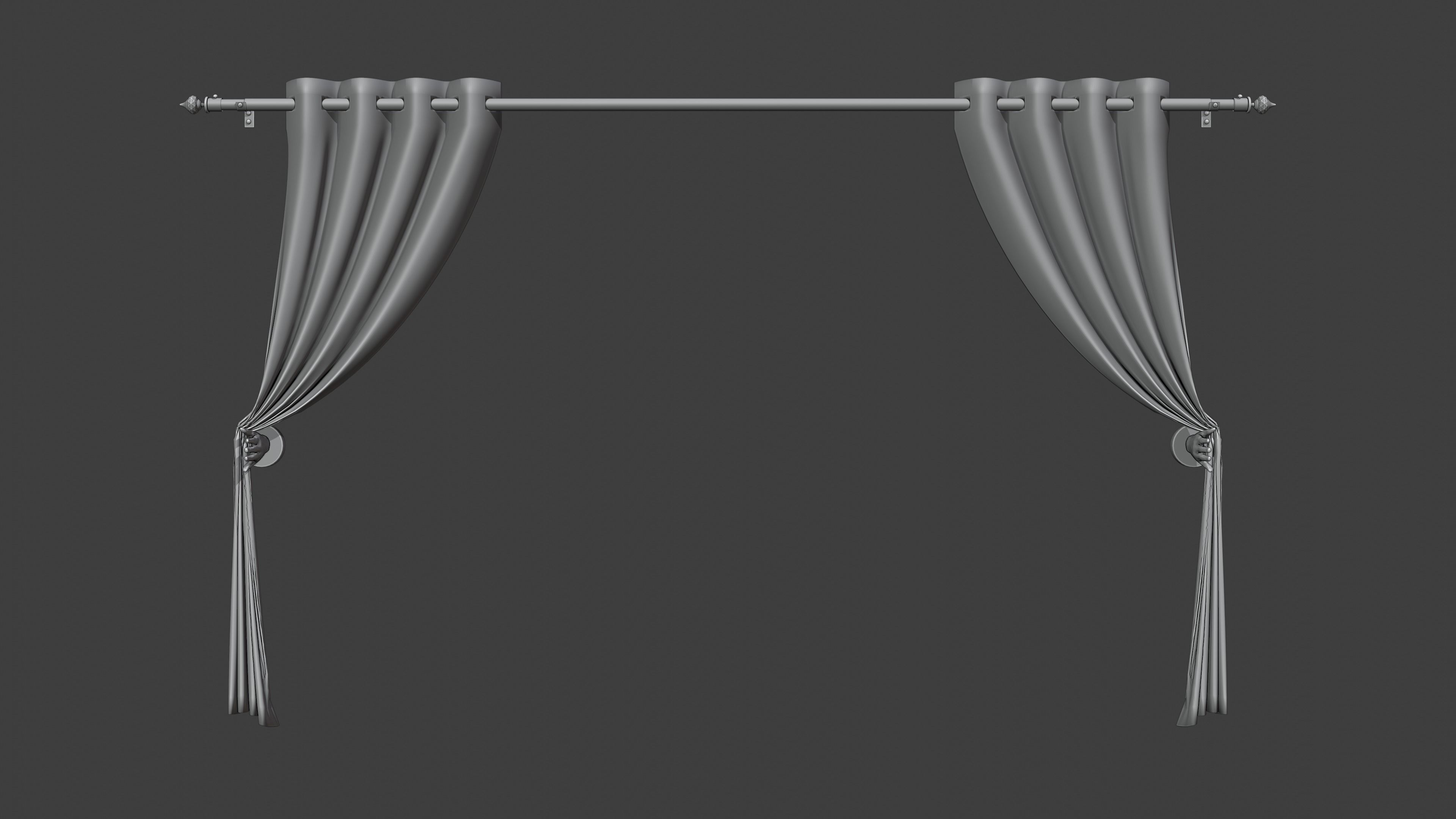 Curtain with Curtain Holder 3D model_1