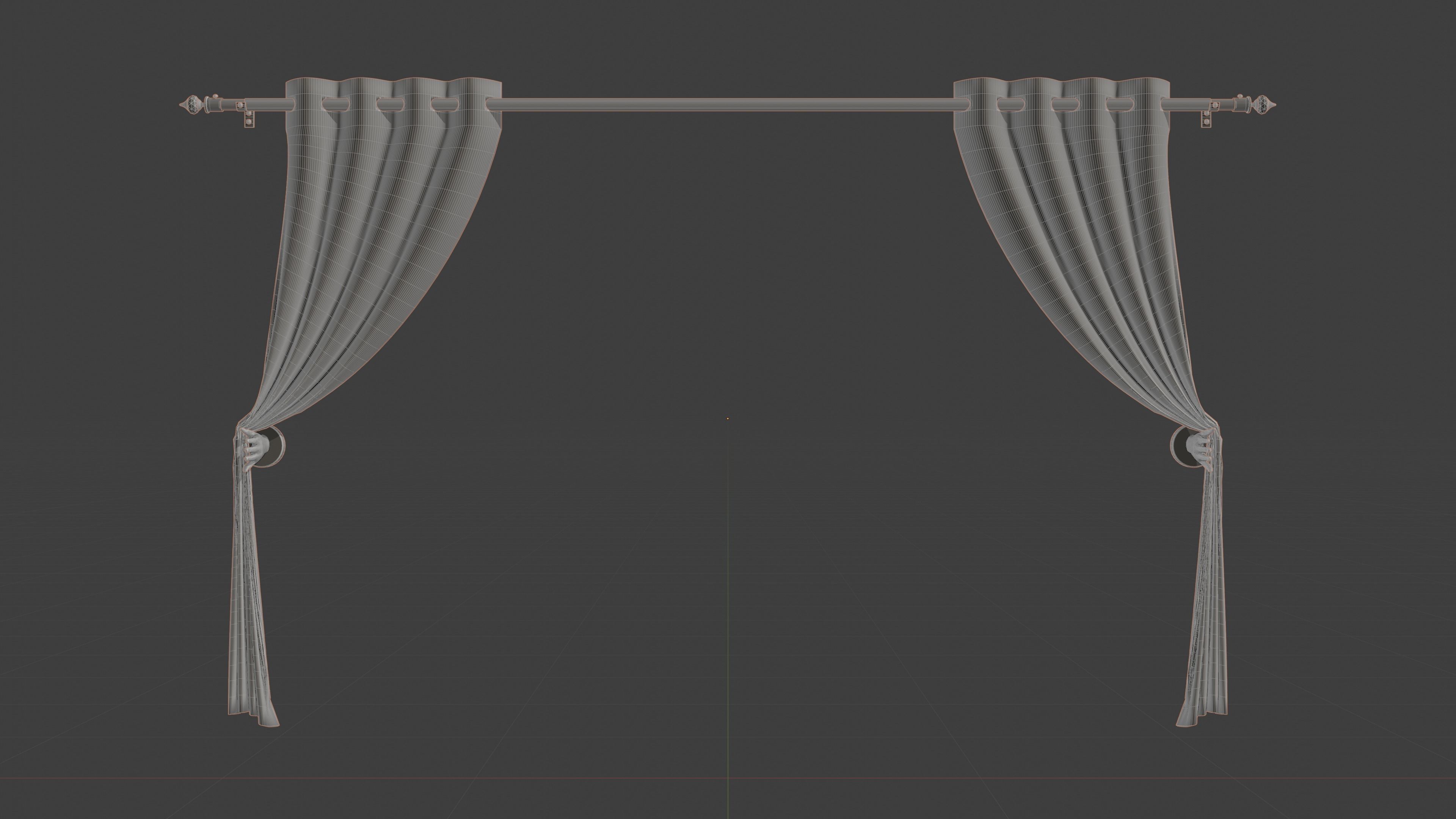 Curtain with Curtain Holder 3D model_5