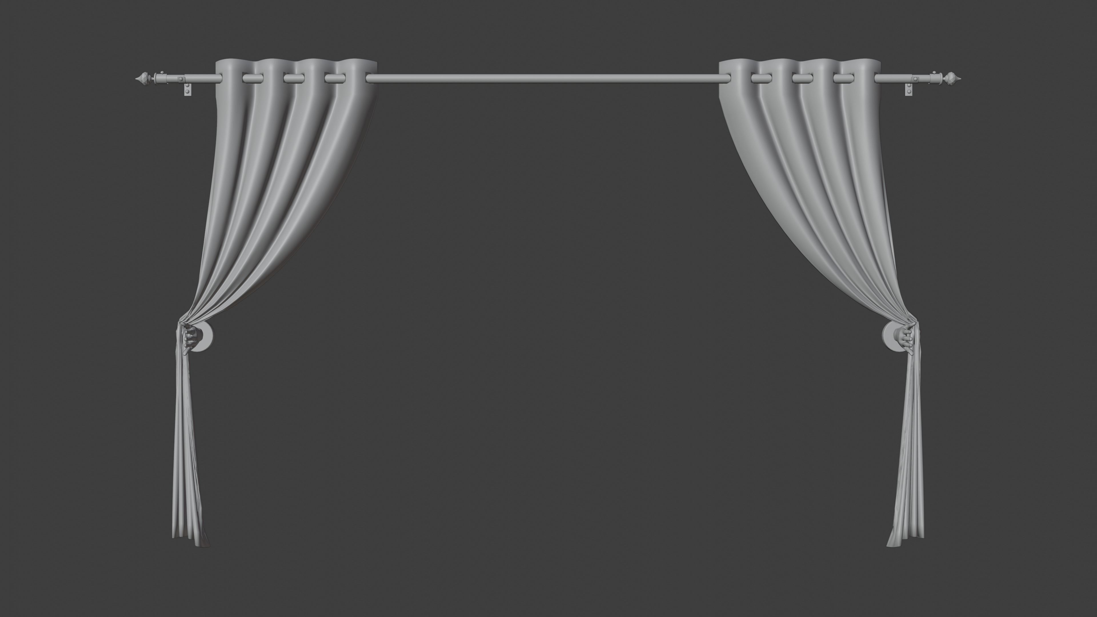 Curtain with Curtain Holder 3D model_6