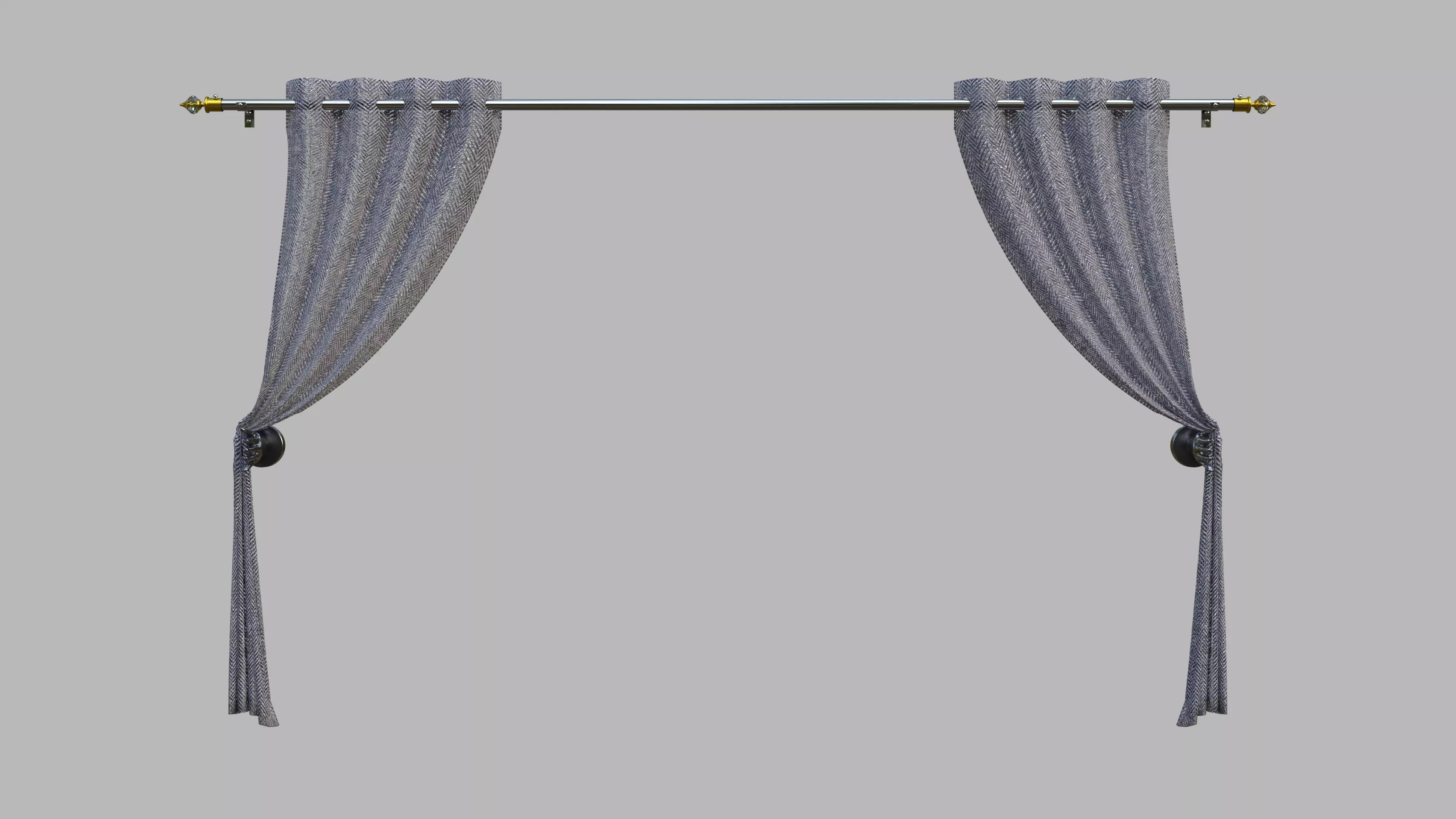 Curtain with Curtain Holder 3D model_0