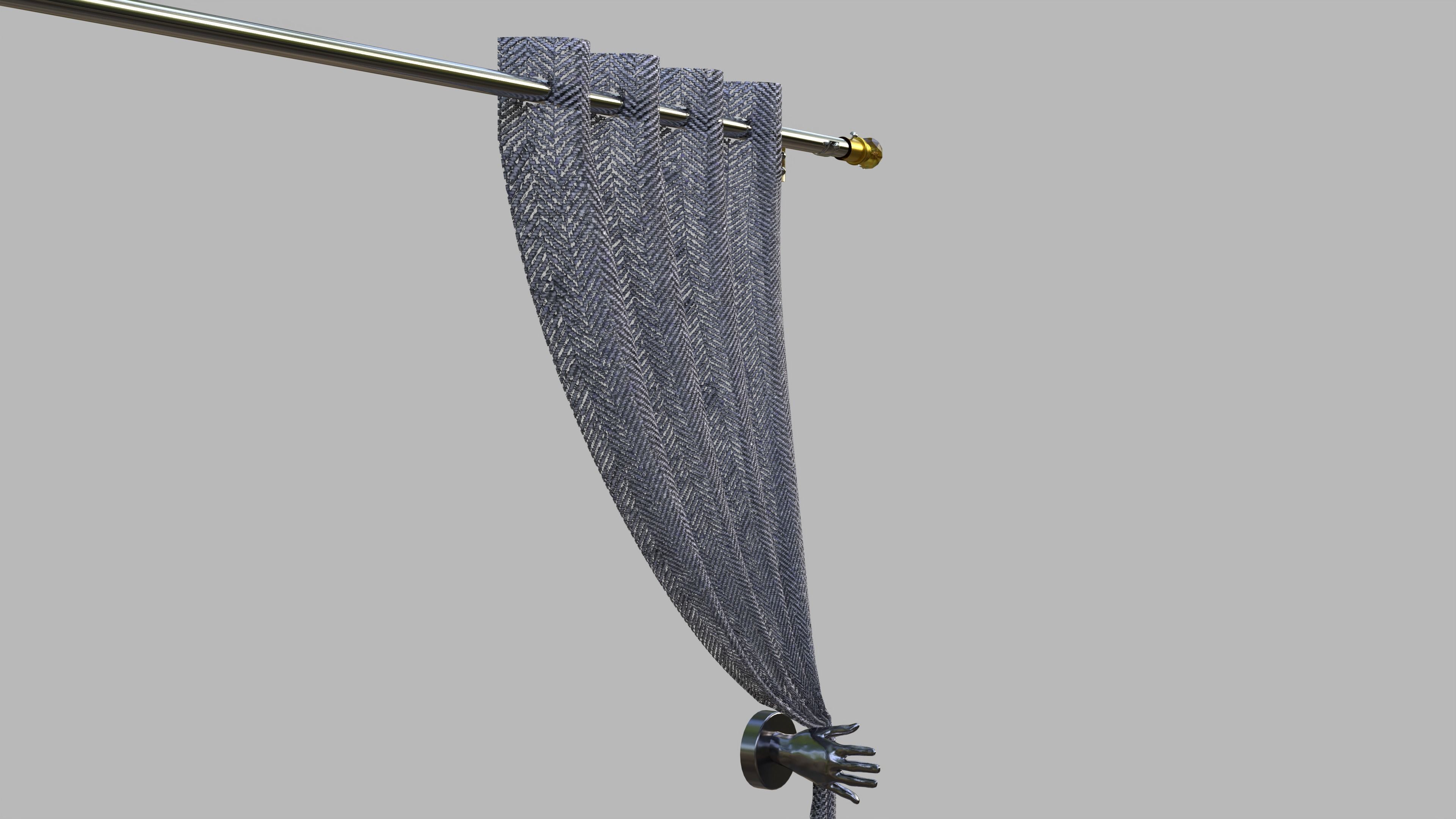 Curtain with Curtain Holder 3D model_3
