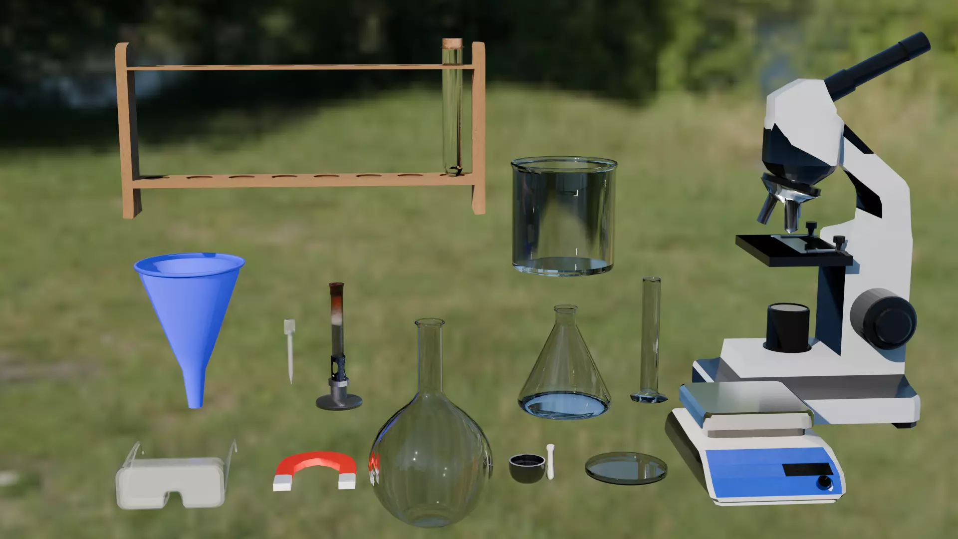Science Equipment Asset Pack Low-poly 3D model_0