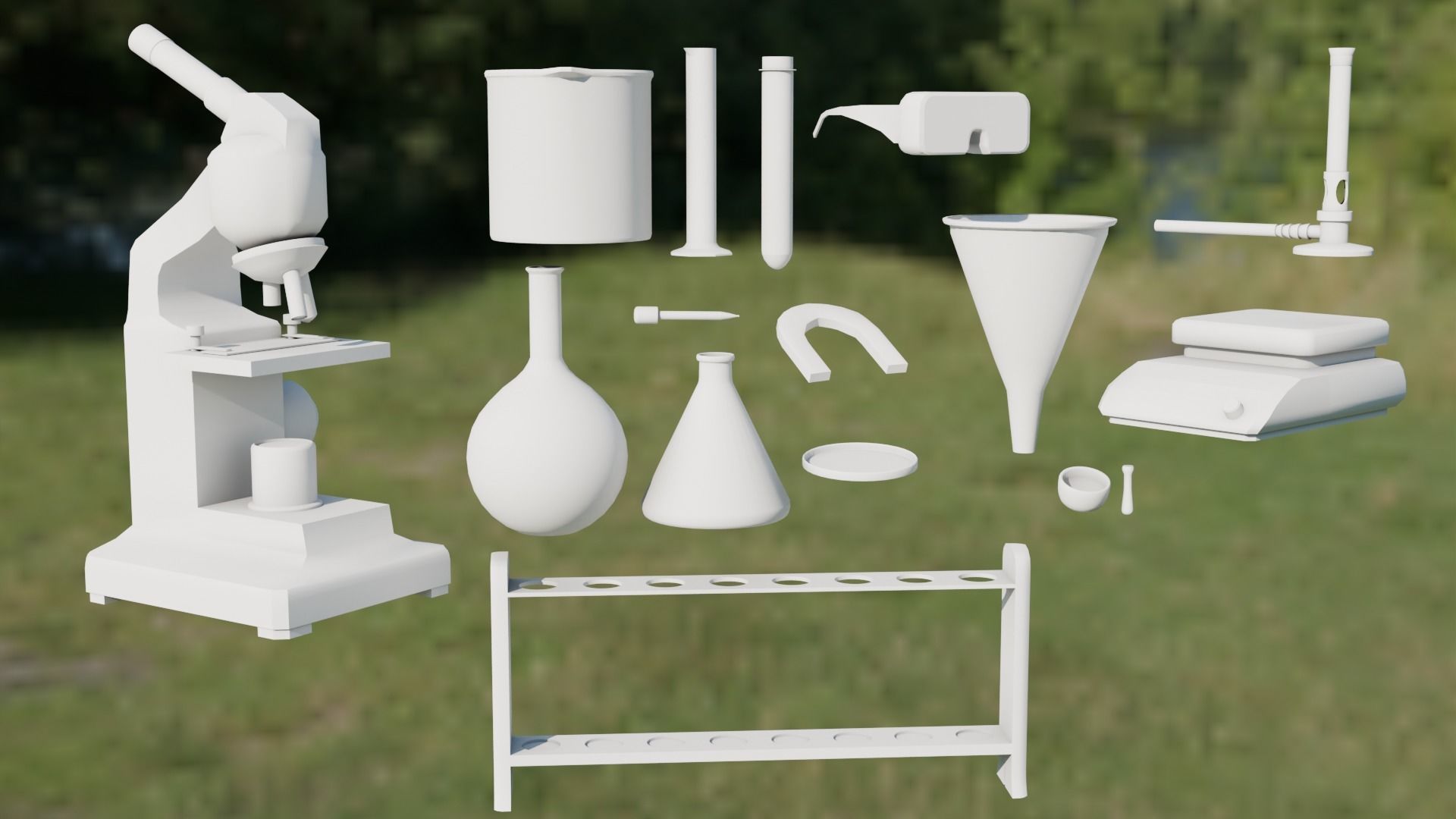 Science Equipment Asset Pack Low-poly 3D model_1