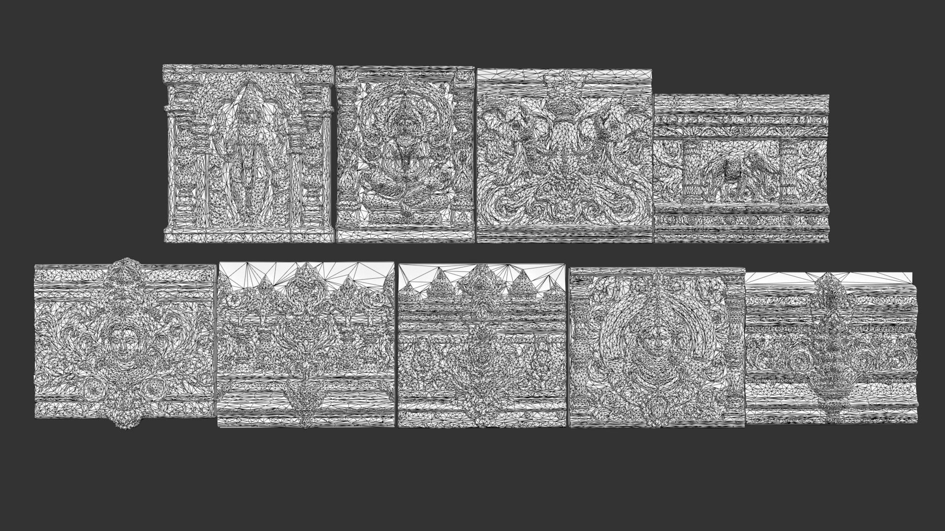 High poly Indian Temple Walls B - 240612 3D model_10