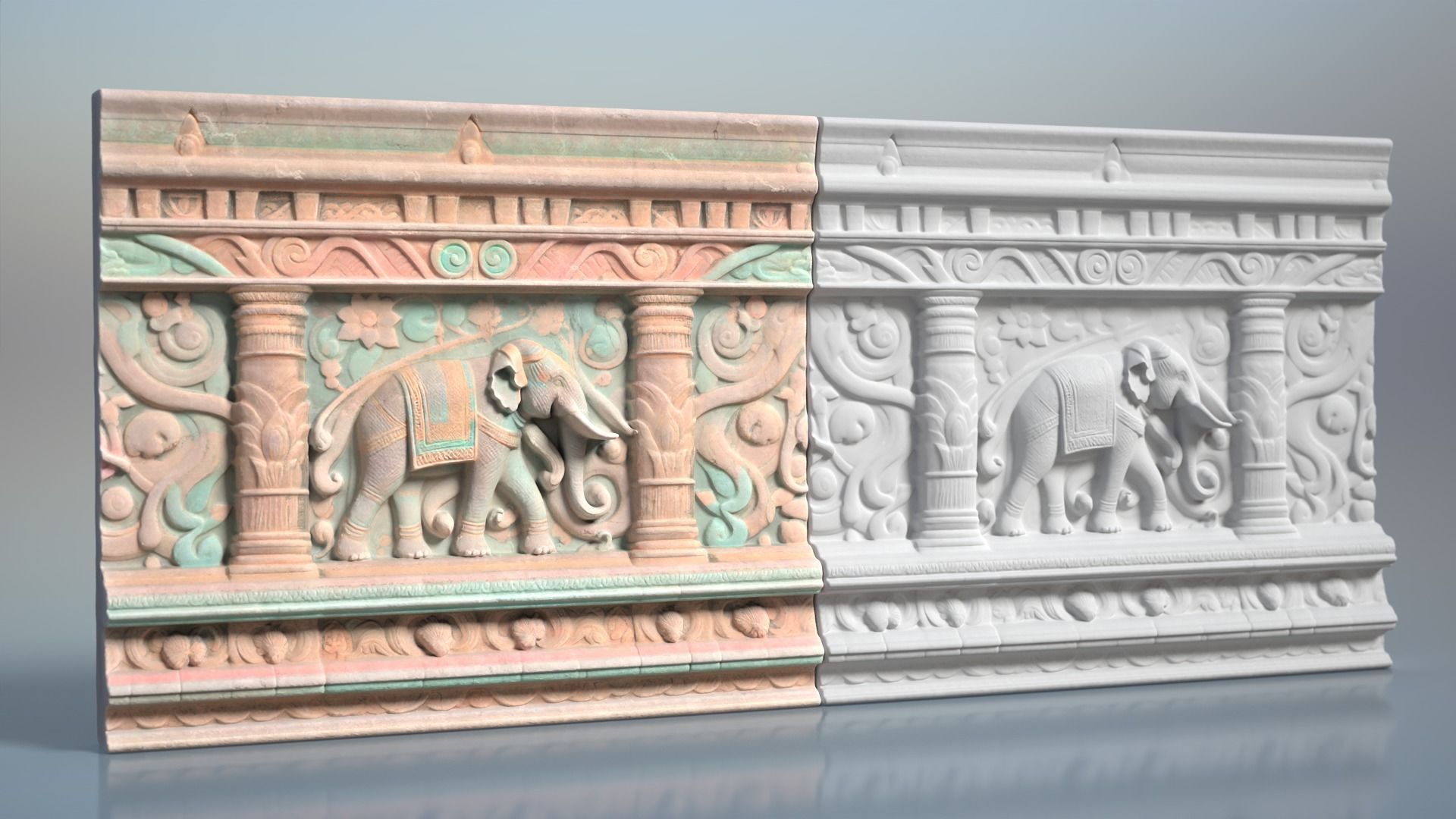 High poly Indian Temple Walls B - 240612 3D model_7