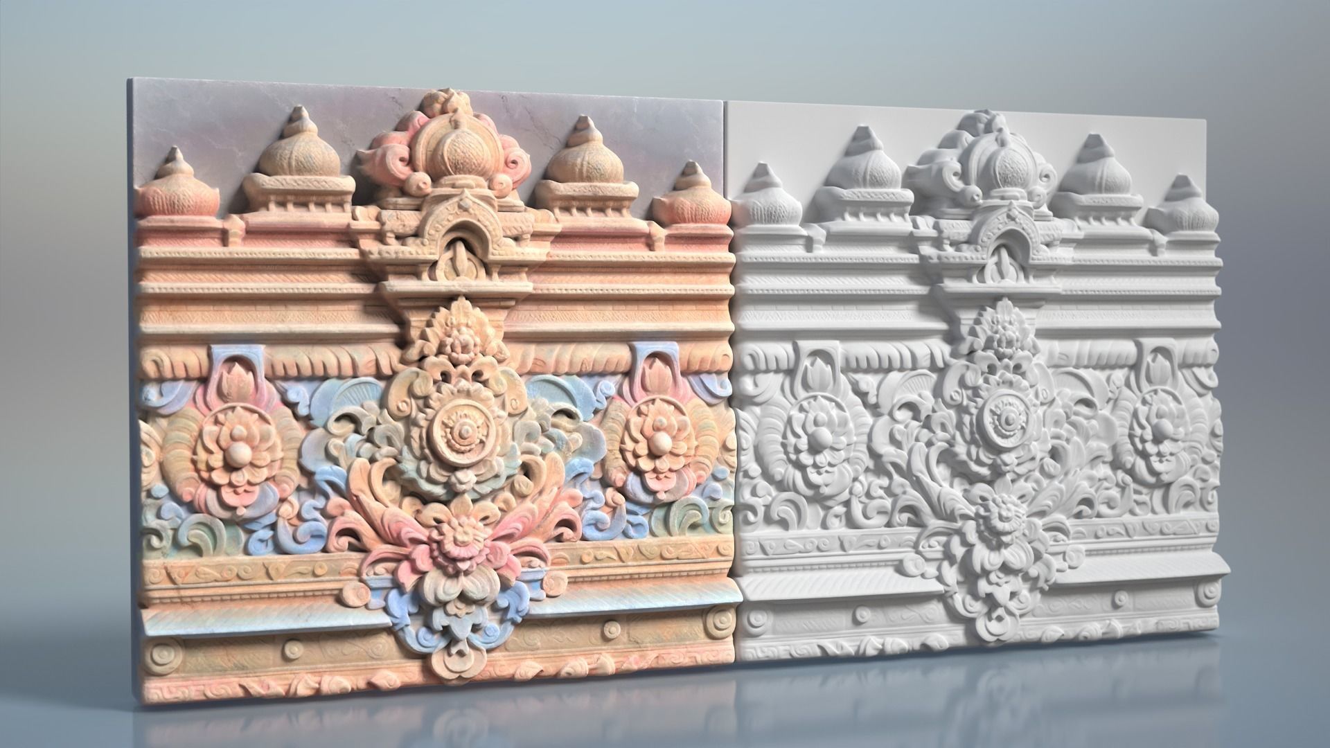 High poly Indian Temple Walls B - 240612 3D model_4