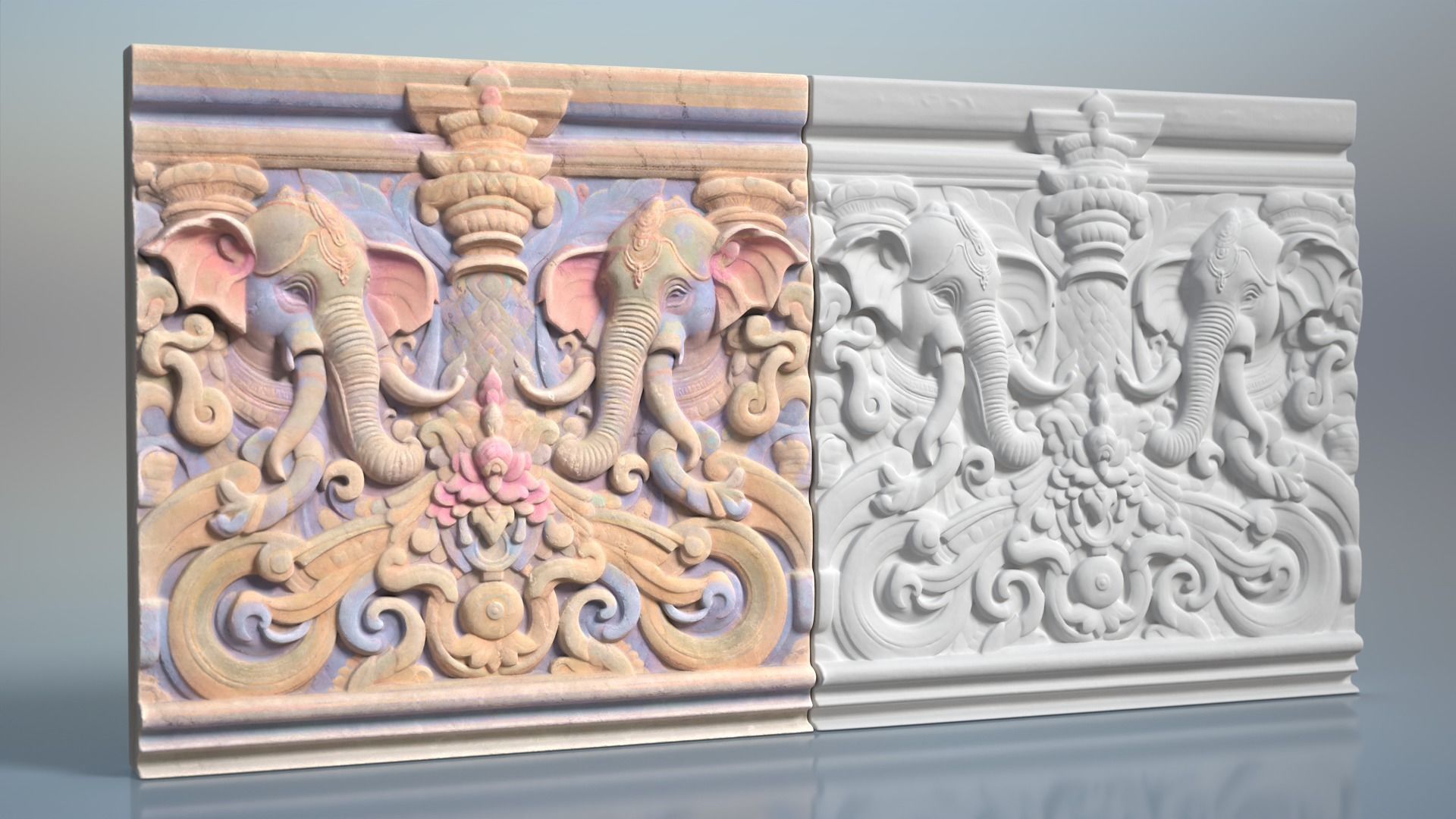 High poly Indian Temple Walls B - 240612 3D model_6