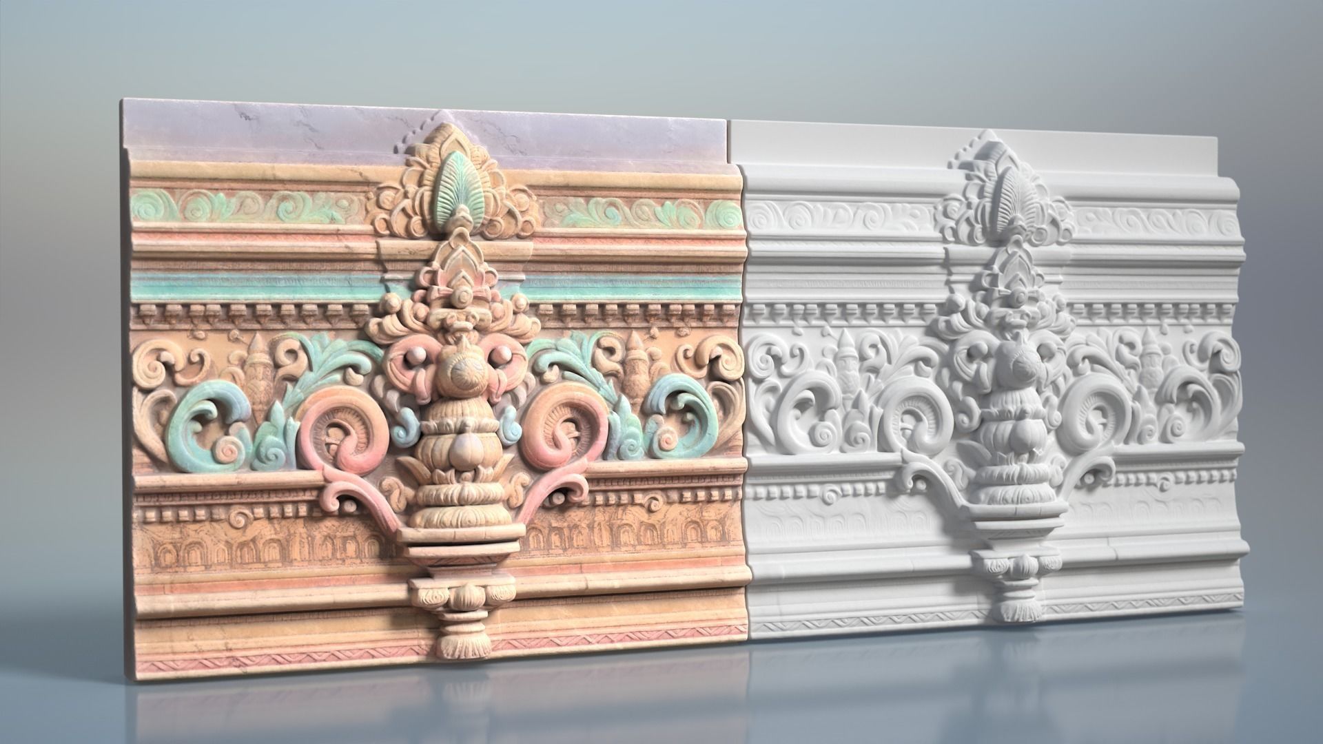 High poly Indian Temple Walls B - 240612 3D model_5