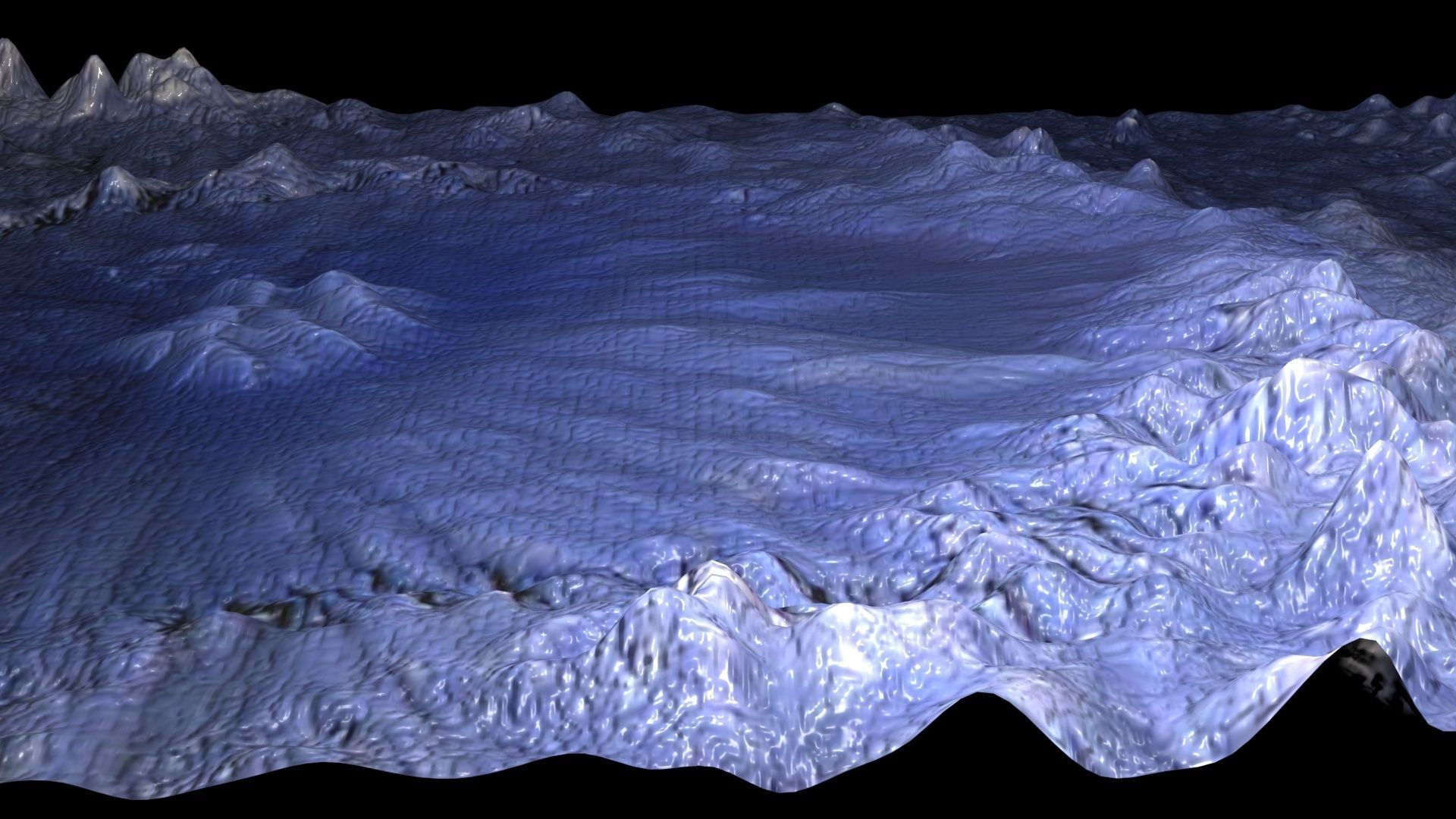 Blue Martian Crater 3D model_3