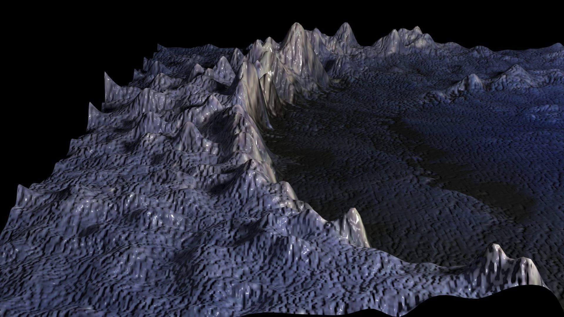 Blue Martian Crater 3D model_4