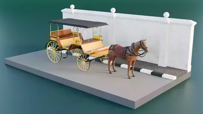 Carriage - Dokar Andong Delman Lowpoly Isometric
