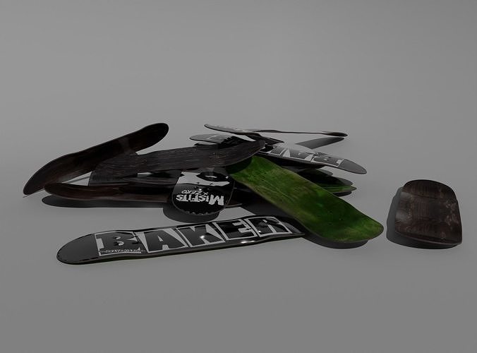 3 Skateboard Deck Pack Free low-poly 3D model