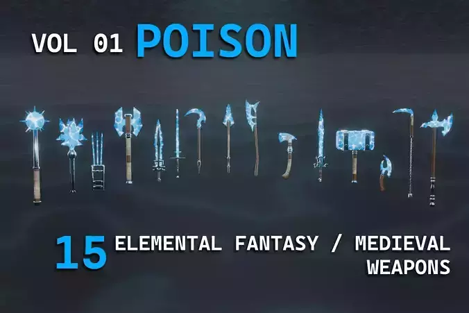 15 water elemental weapons - medieval - fantasy VOL 01