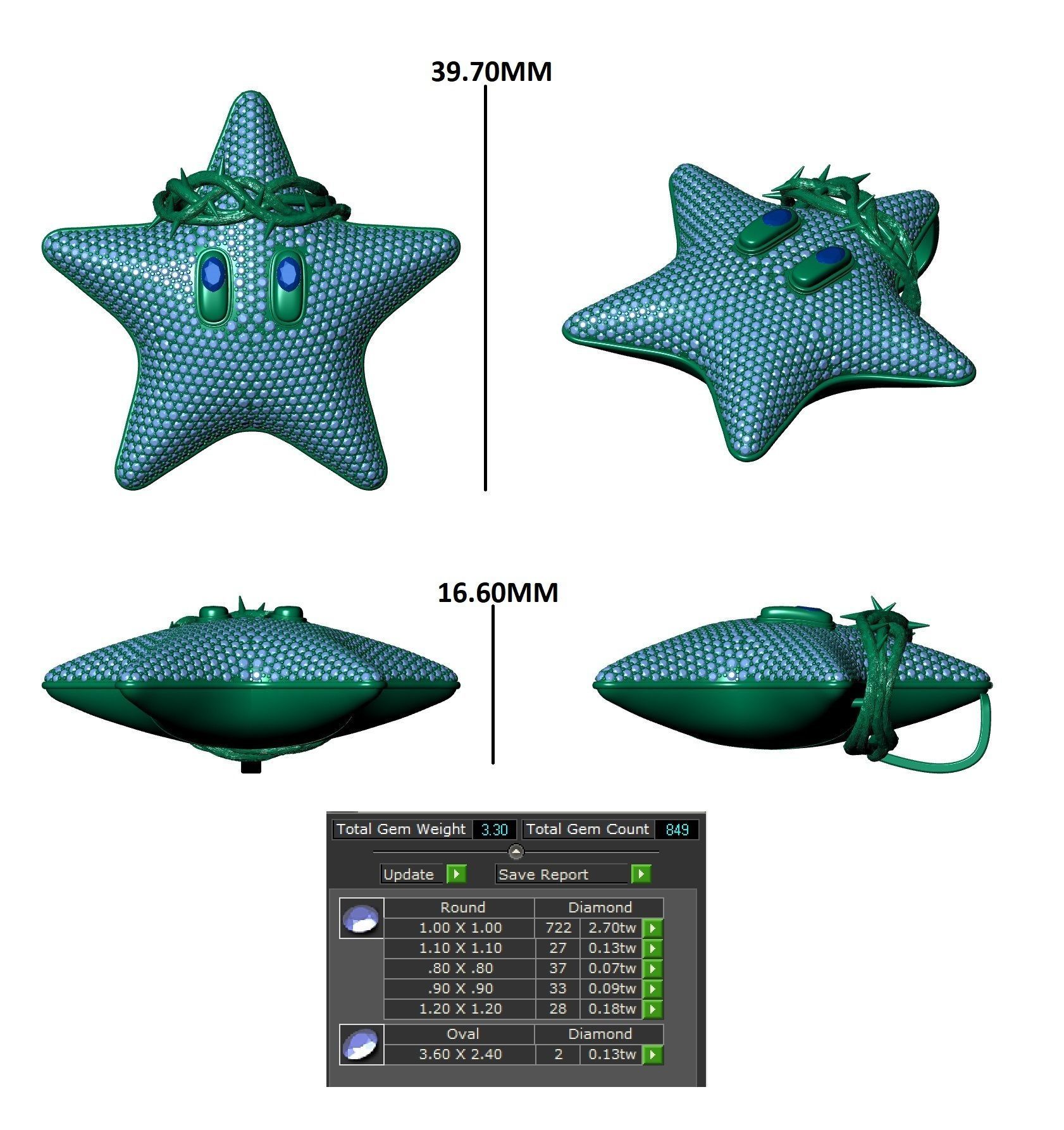 star hiphop pendant 3D print model_17