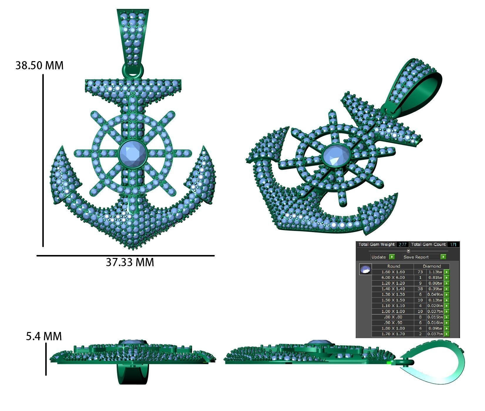anchor hiphop pendant 3D print model_16