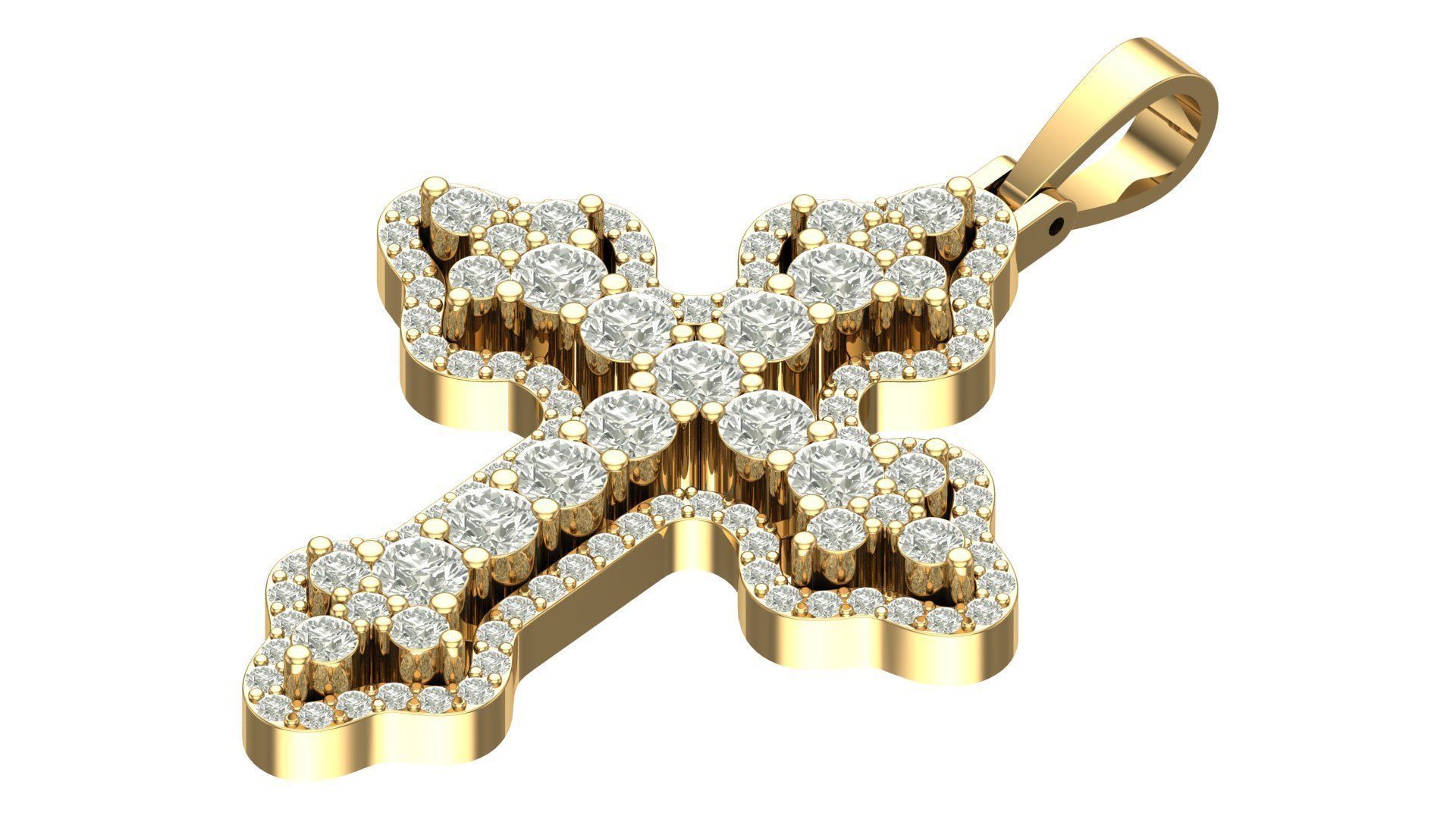 cross hiphop pendant 3D print model_3