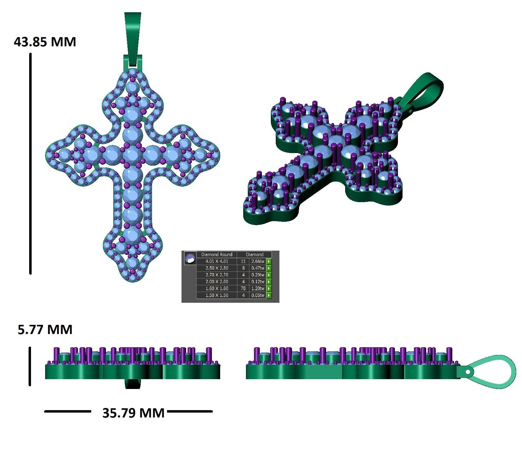 cross hiphop pendant 3D print model_15