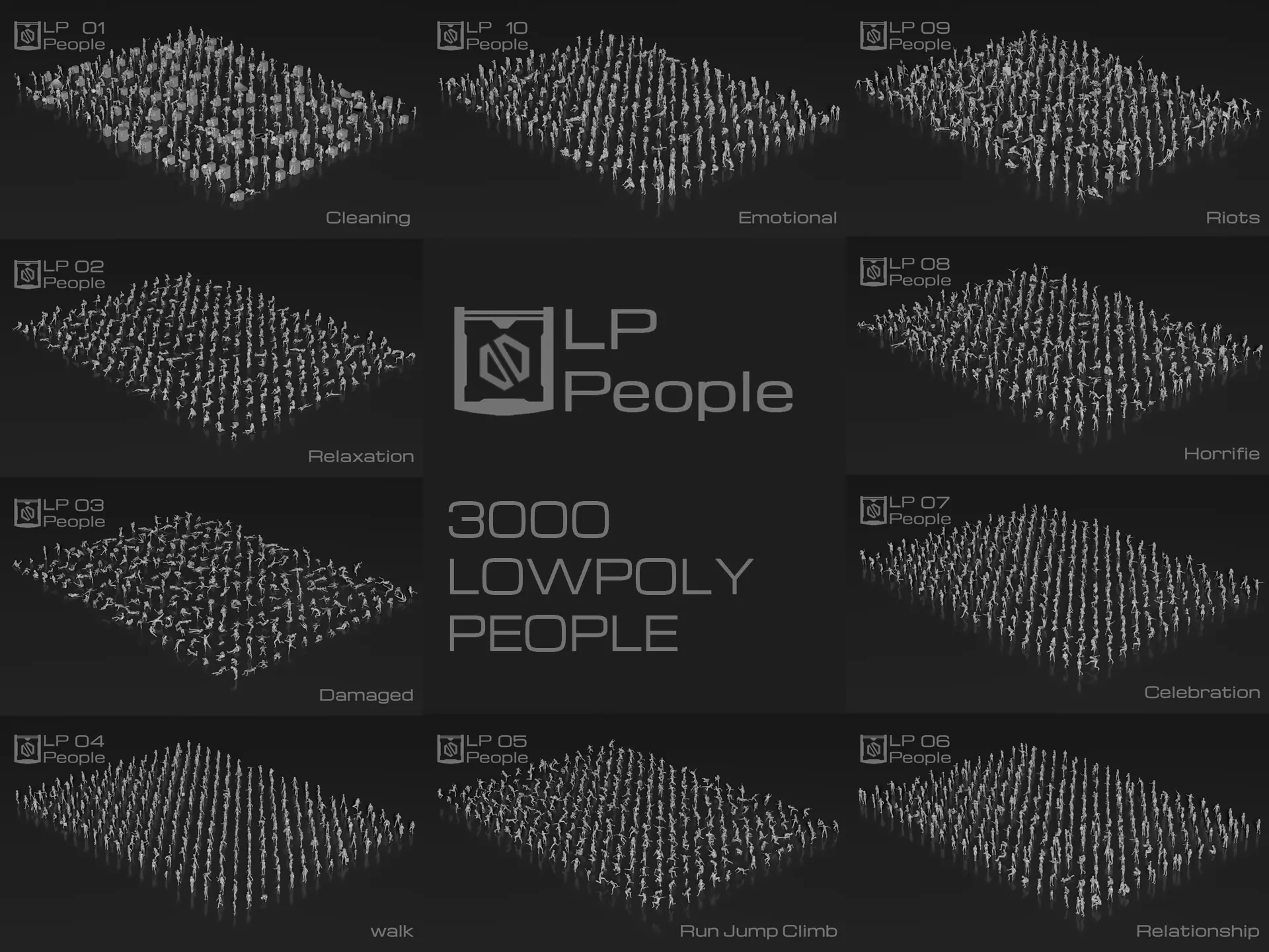 3000 LowPoly People crowds 3D Model Collection_0