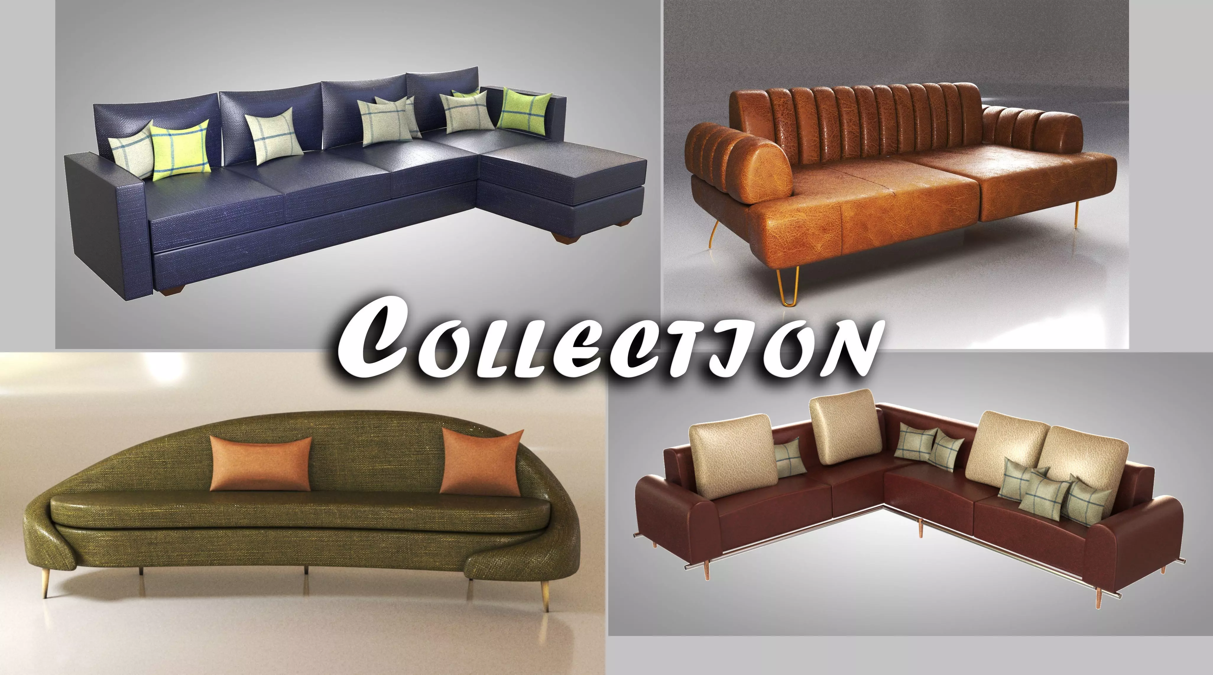 Collection of Sofas A Low-poly 3D model