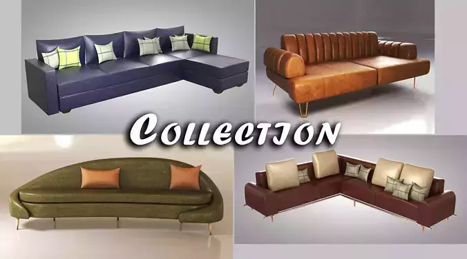 Collection of Sofas A Low-poly 3D model